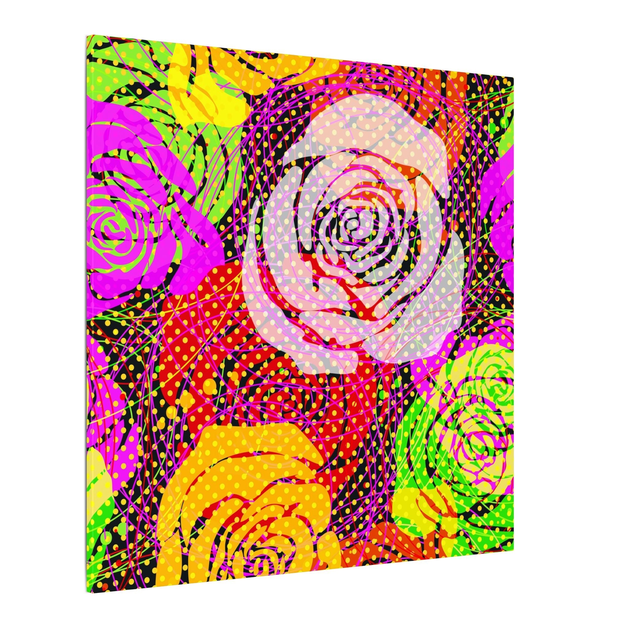 Colorful Pop Art Canvas Print - Rose Garden Unique Wall Decor - POPvault