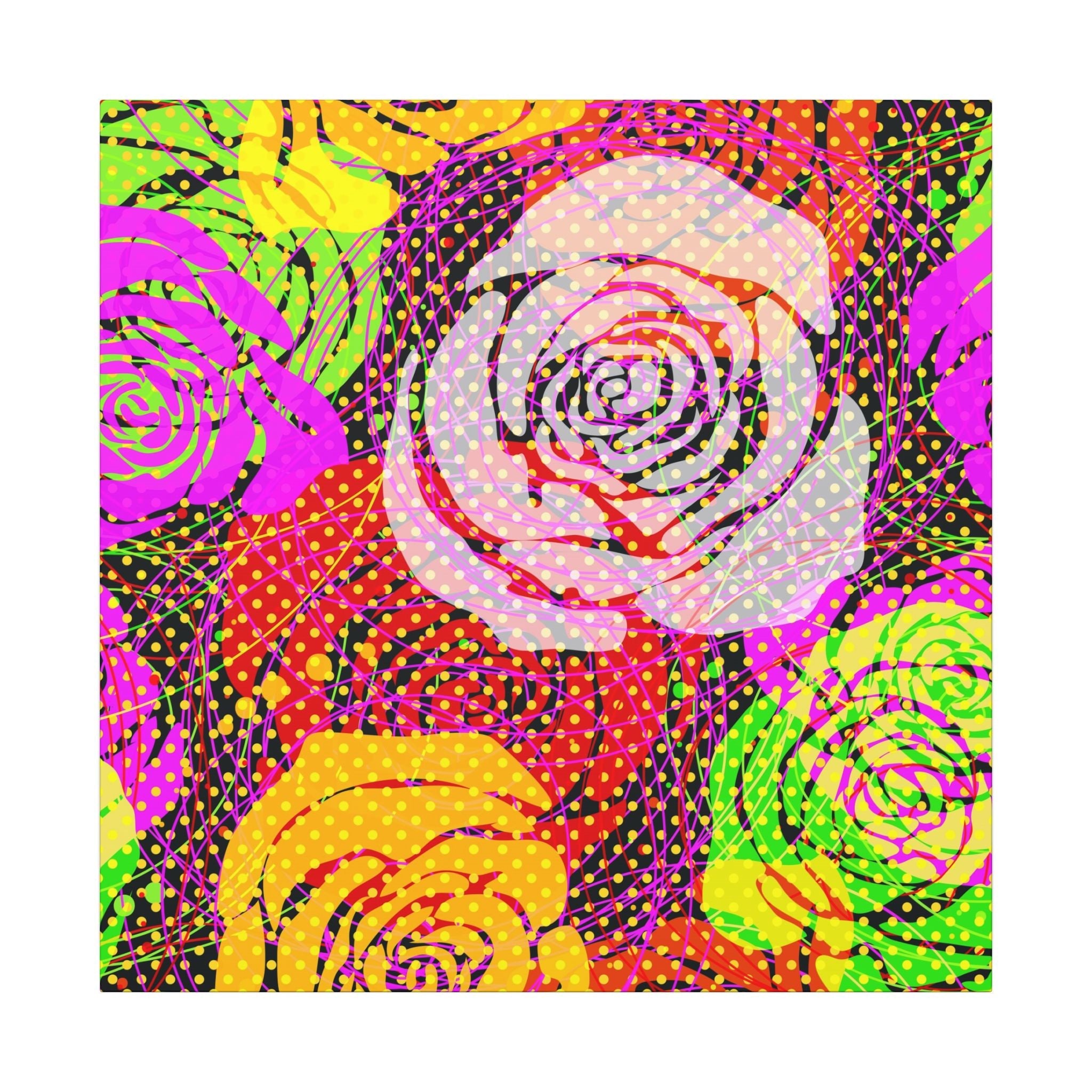 Colorful Pop Art Canvas Print - Rose Garden Unique Wall Decor - POPvault