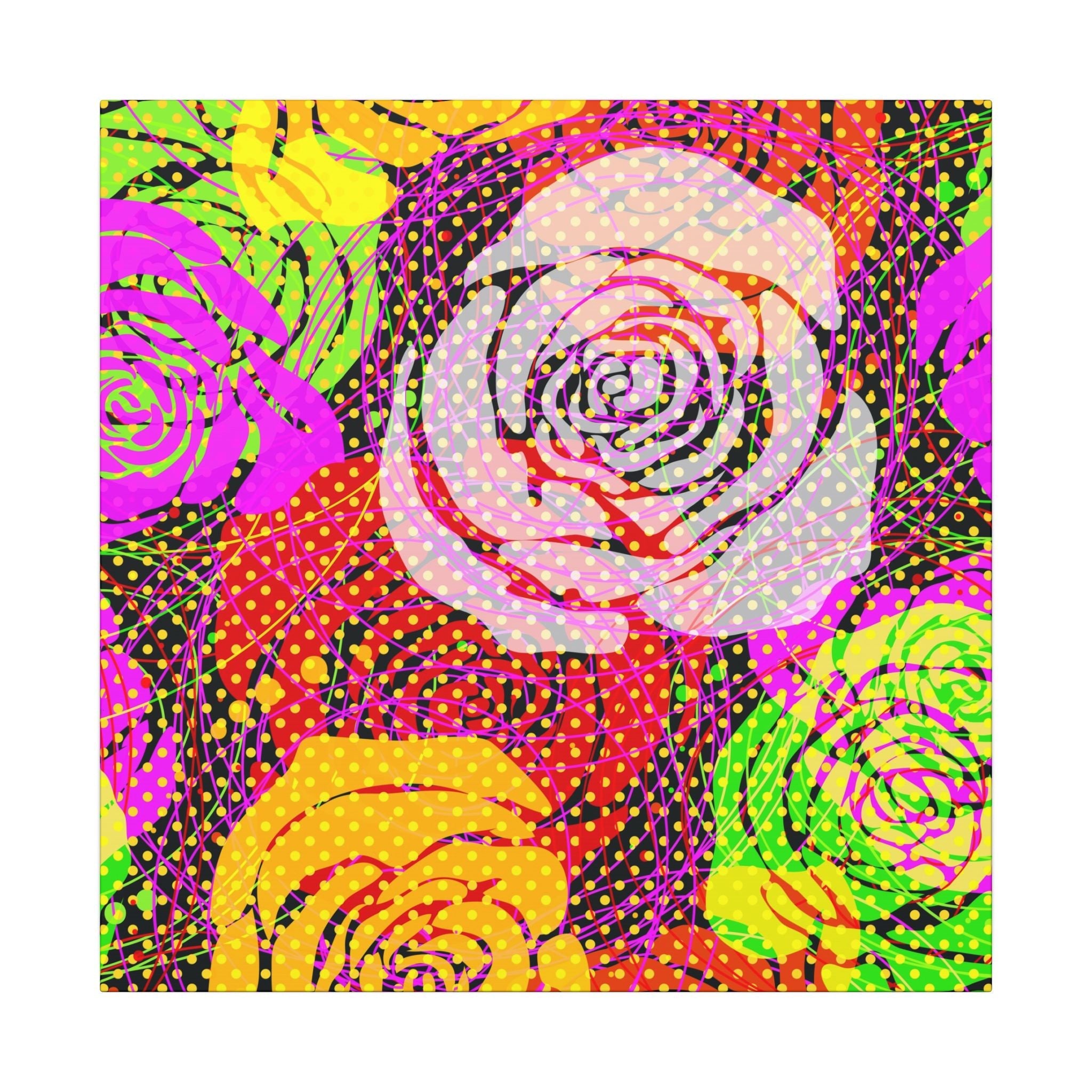 Colorful Pop Art Canvas Print - Rose Garden Unique Wall Decor - POPvault