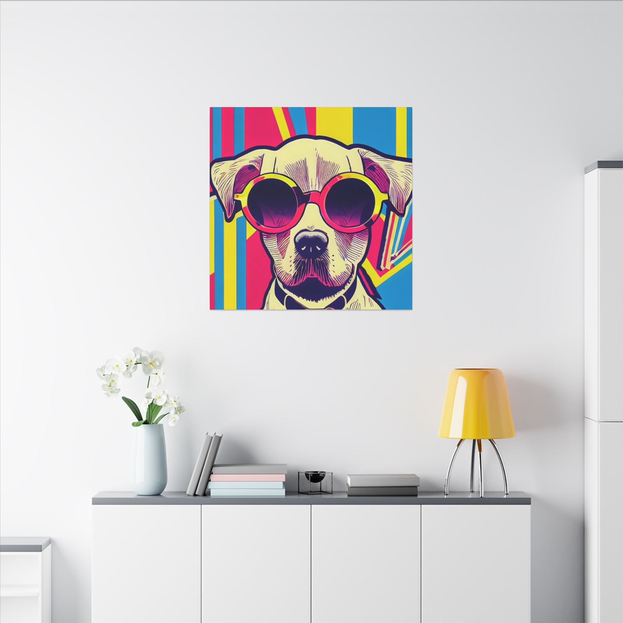 Colorful Pop Art Canvas Print - Too Cool Pooch Unique Wall Decor - POPvault