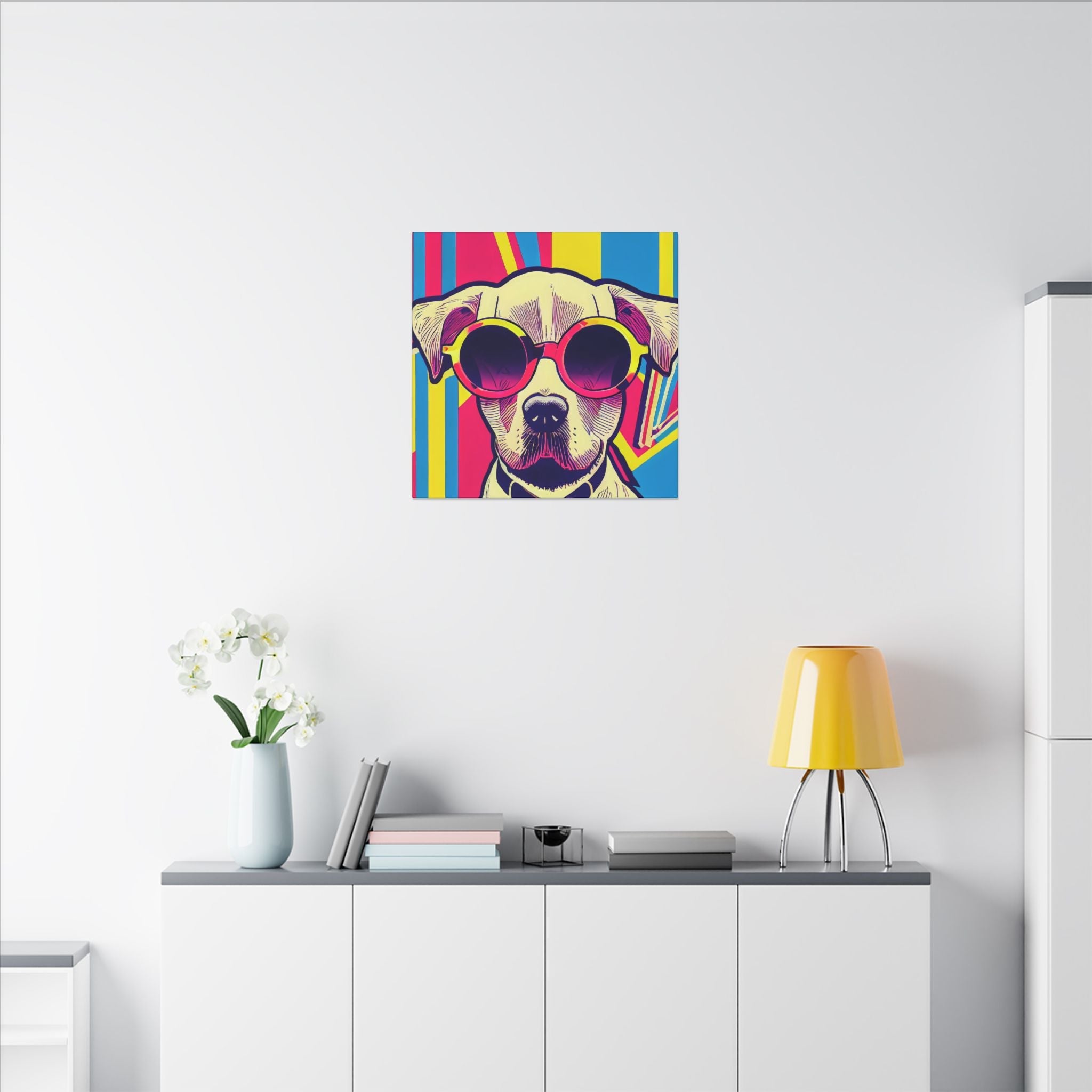 Colorful Pop Art Canvas Print - Too Cool Pooch Unique Wall Decor - POPvault