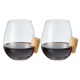 Cork Stuck In The Glass 19.6 Oz. Stemless Wine Glasses (Set of 2) - POPvault