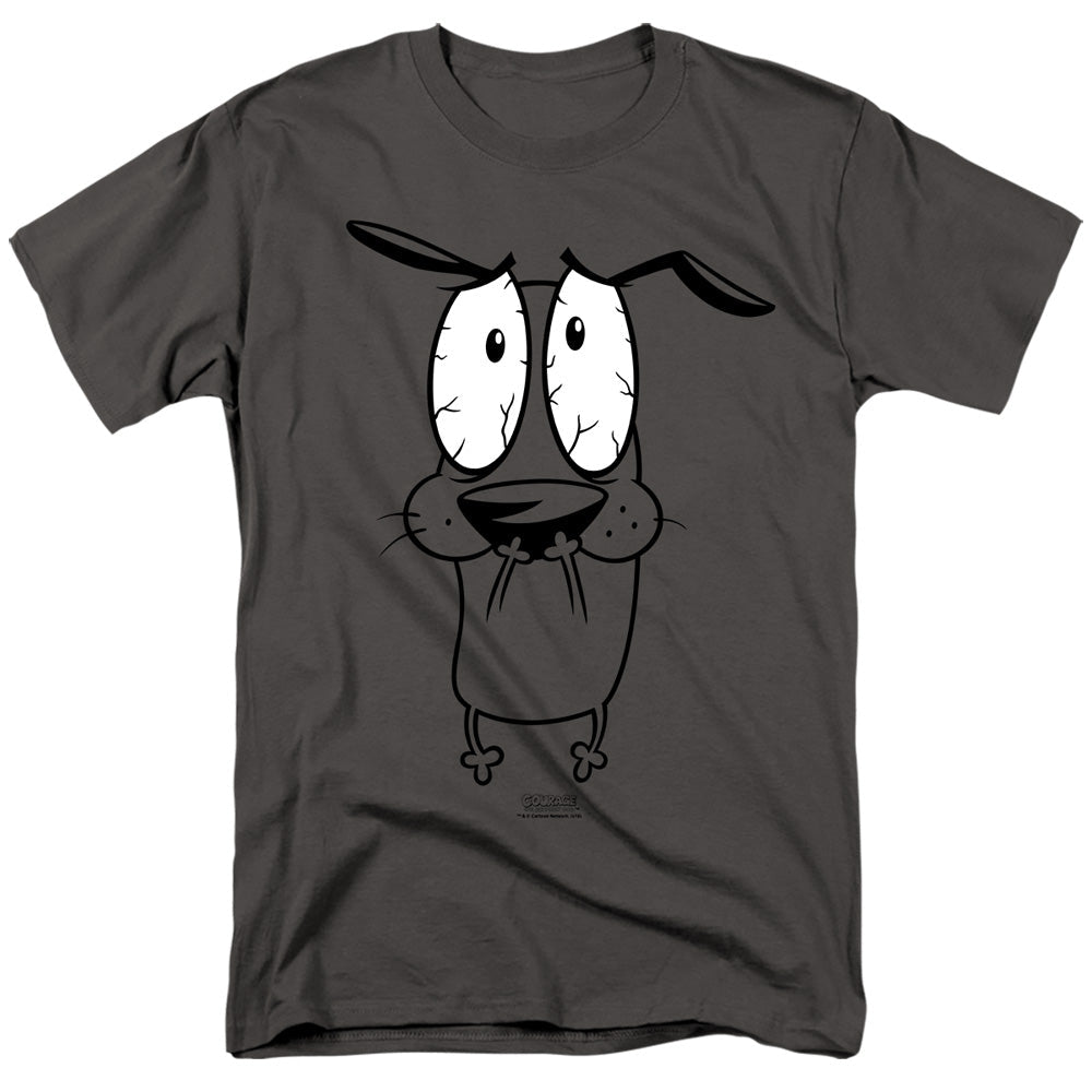 Courage The Cowardly Dog Scared Mens T Shirt Charcoal Officially Licensed - POPvault