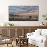 Cowboys in Western Sunset Landscape Wall Art - POPvault
