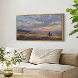 Cowboys in Western Sunset Landscape Wall Art - POPvault