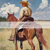Cowgirl On Horse - Rustic Art - POPvault