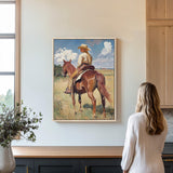 Cowgirl On Horse - Rustic Art - POPvault