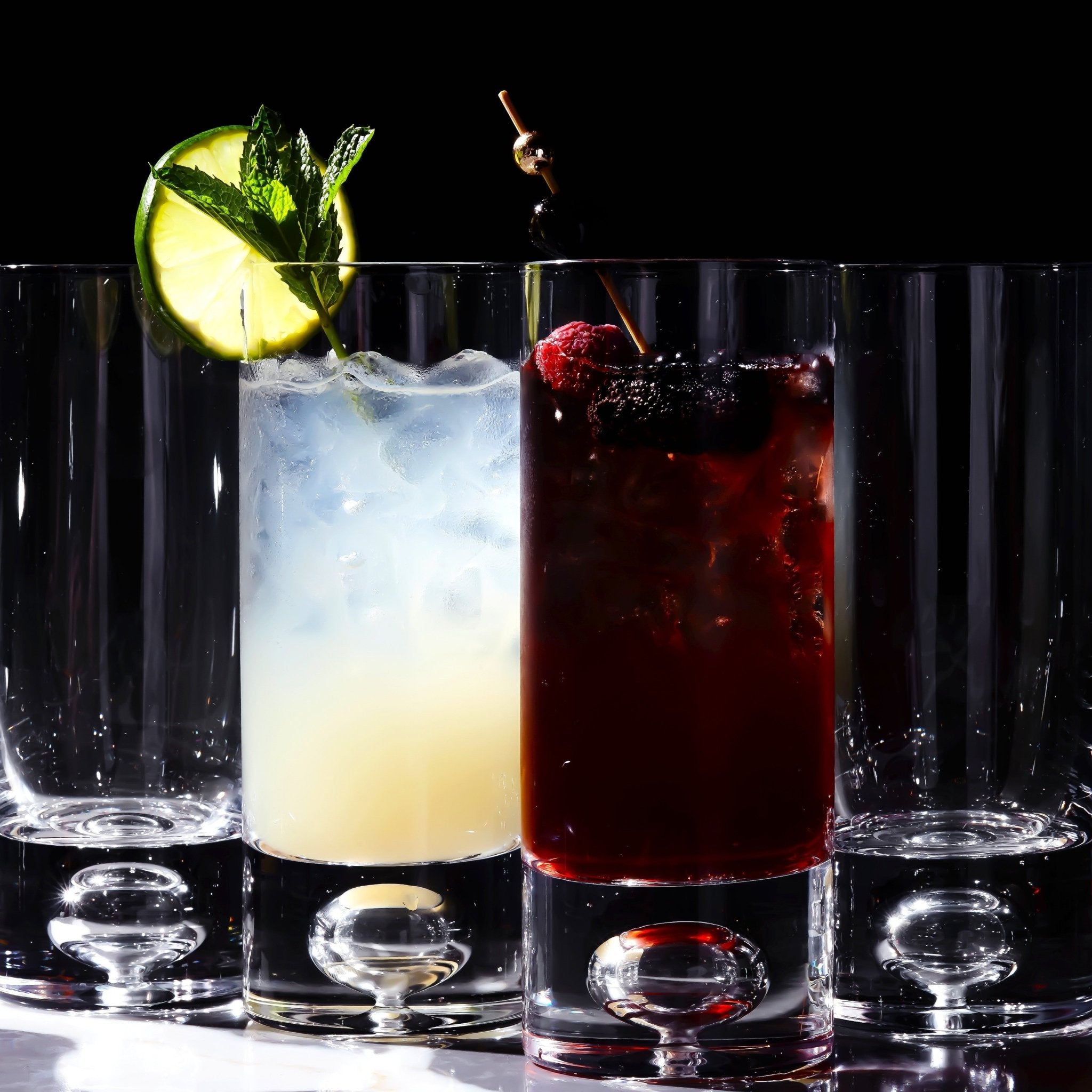 Crystal Bubble Base Collins Glass Highball Tumbler - 12oz - POPvault