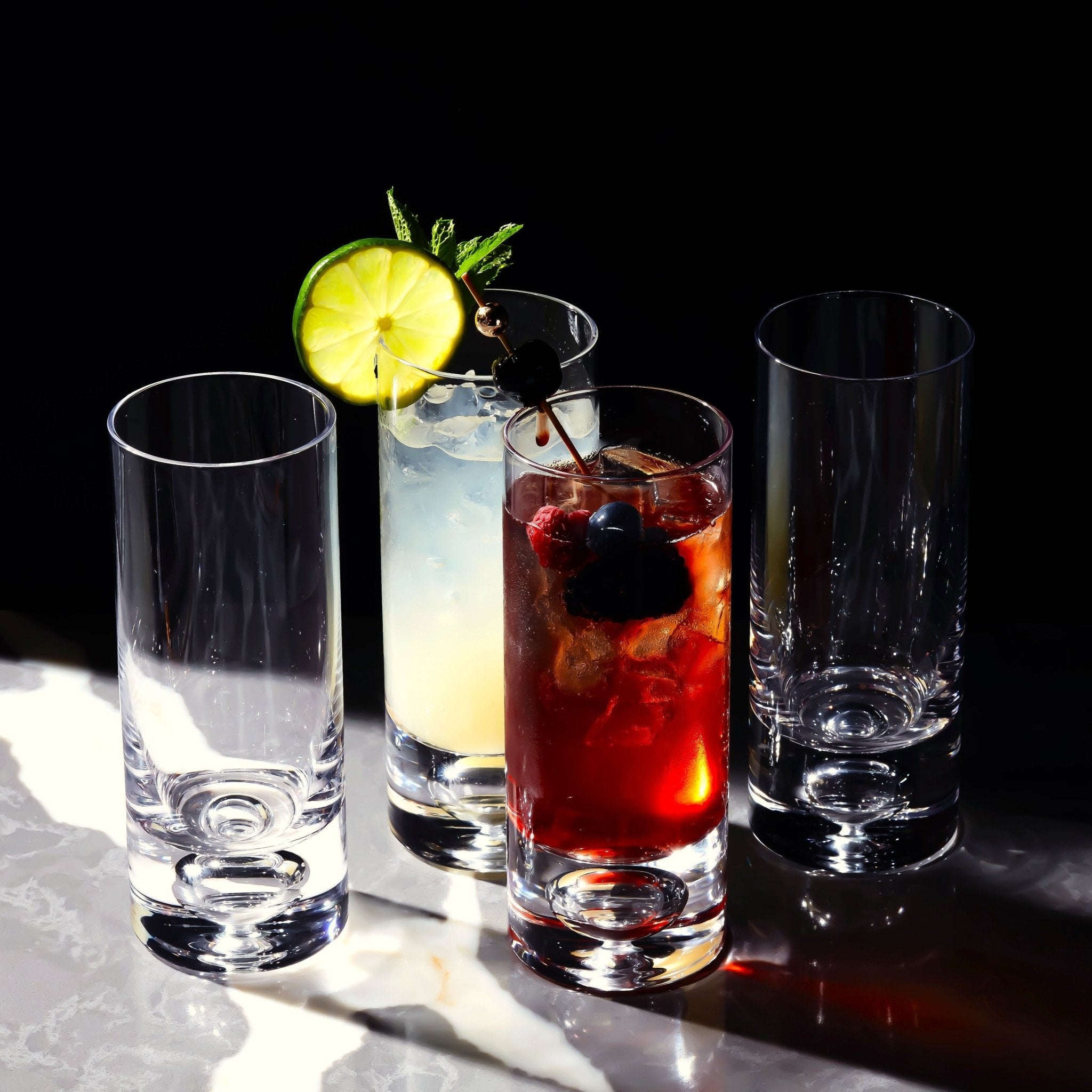 Crystal Bubble Base Collins Glass Highball Tumbler - 12oz - POPvault