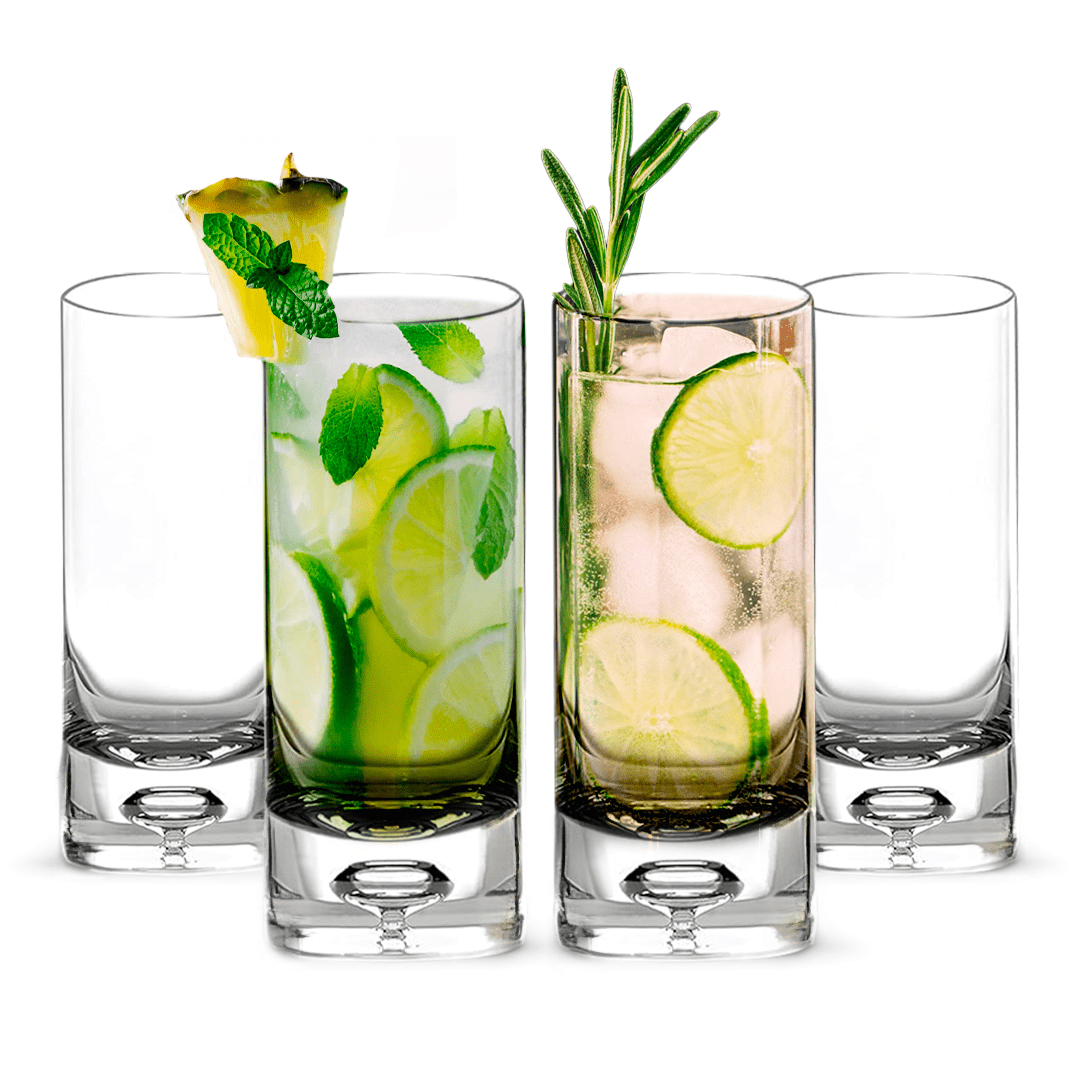 Crystal Bubble Base Collins Glass Highball Tumbler - 12oz - POPvault