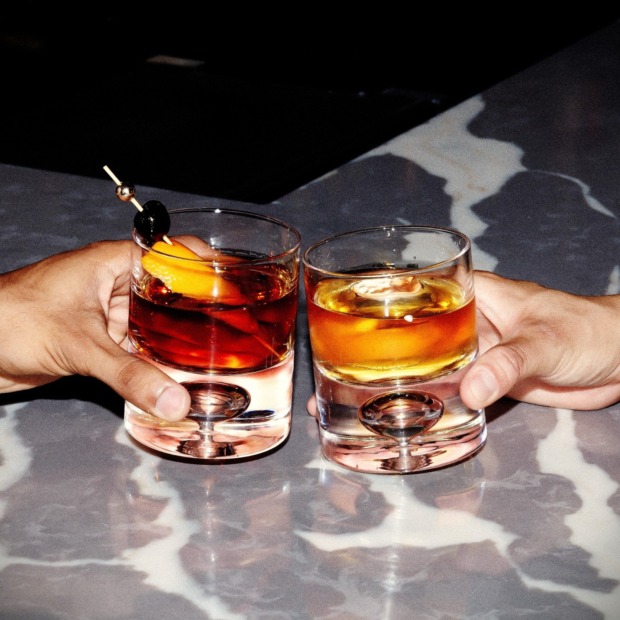 Crystal Bubble Heavy Base Whiskey Glass Tumbler - Set of 4 (9.5oz) - POPvault