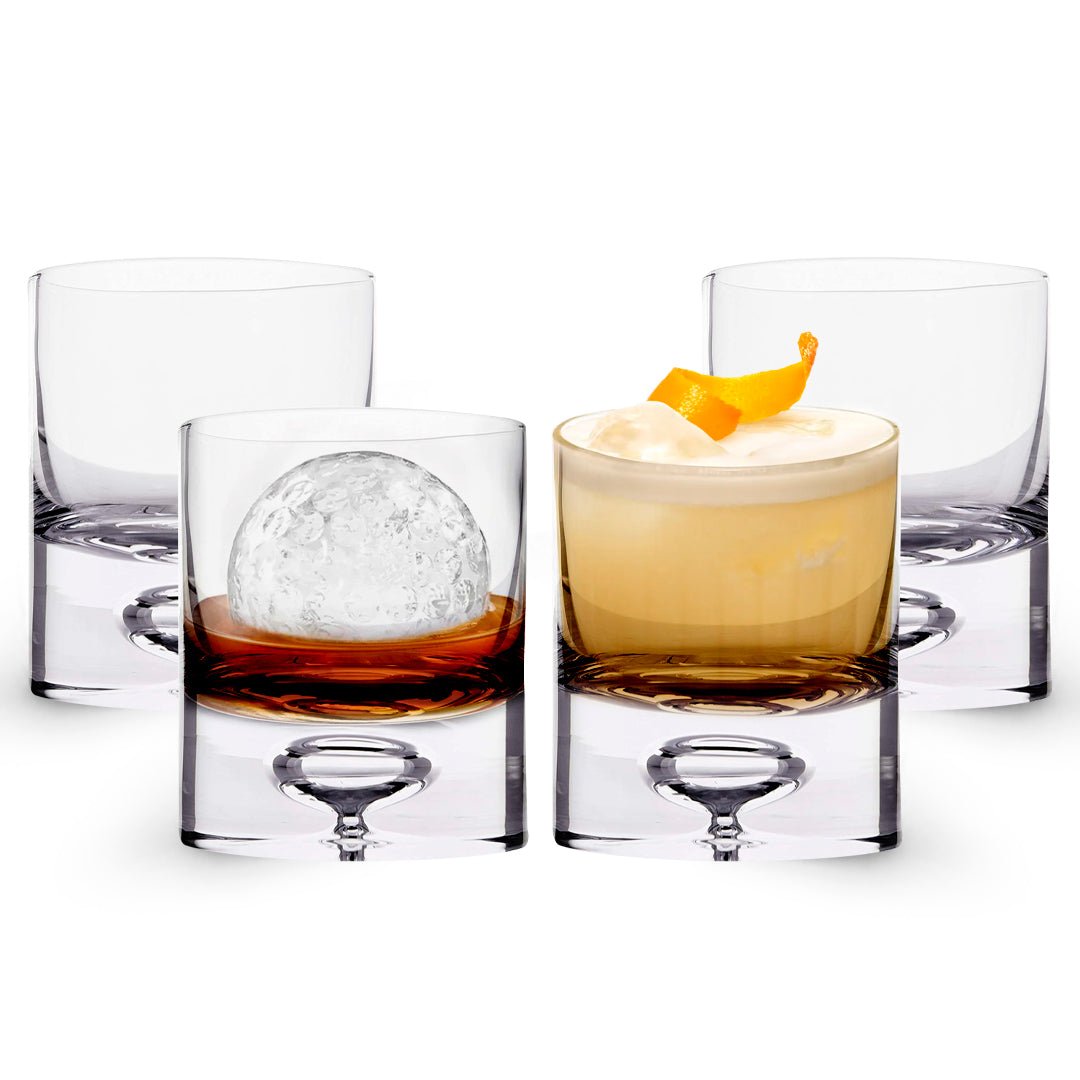 Crystal Bubble Heavy Base Whiskey Glass Tumbler - Set of 4 (9.5oz) - POPvault
