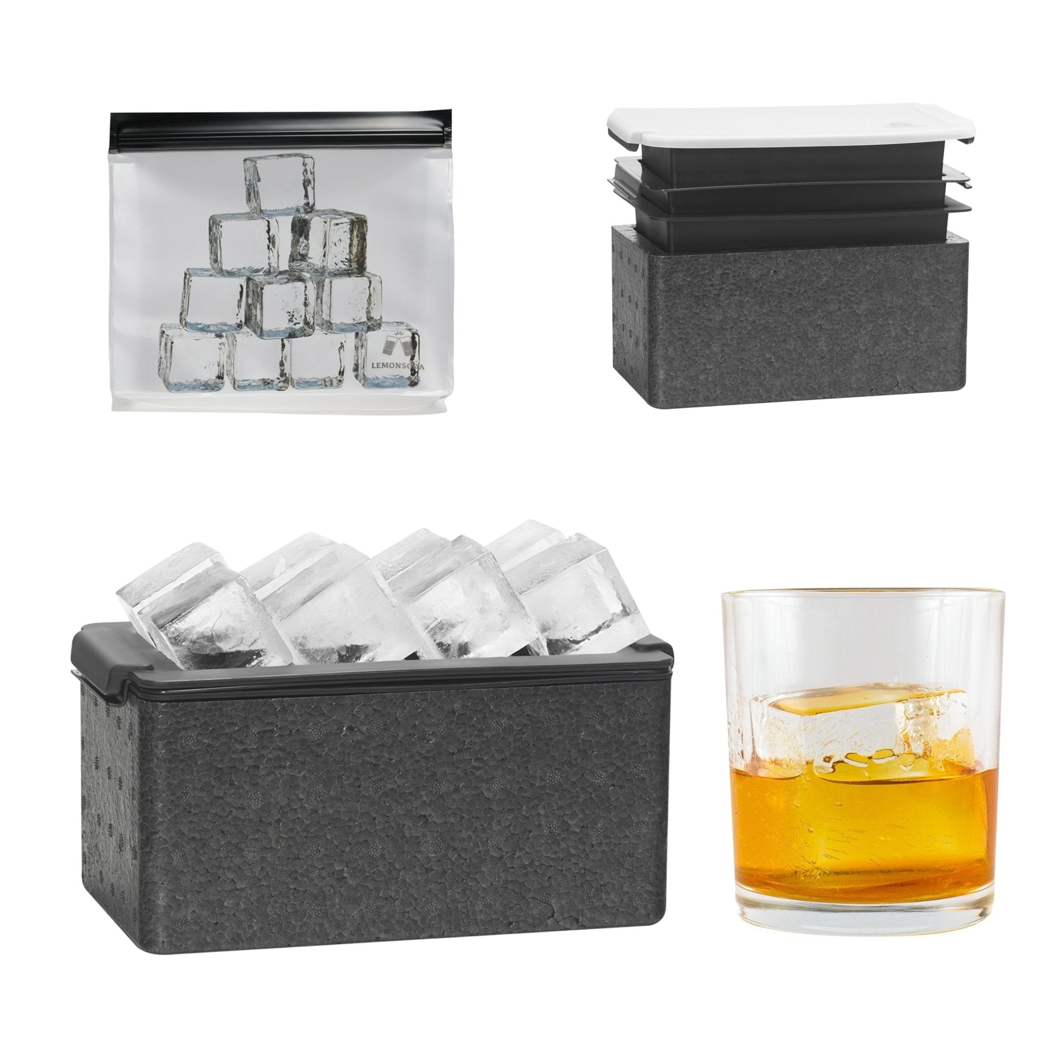 Crystal Clear Ice Cube Maker Mold - Eight 2" Square Ice Cubes - POPvault