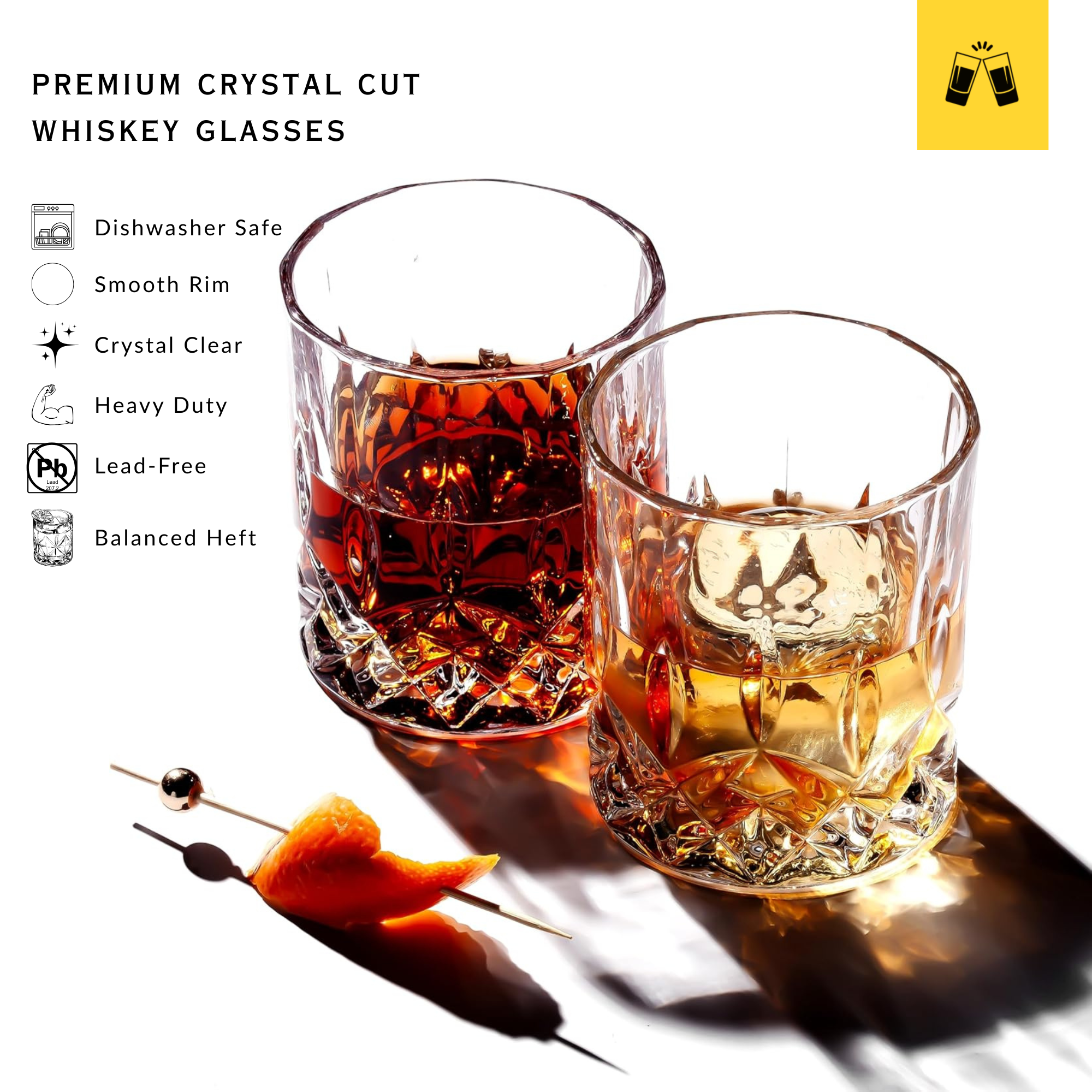 Crystal Cut Old Fashioned Whiskey Glasses (10oz) - POPvault