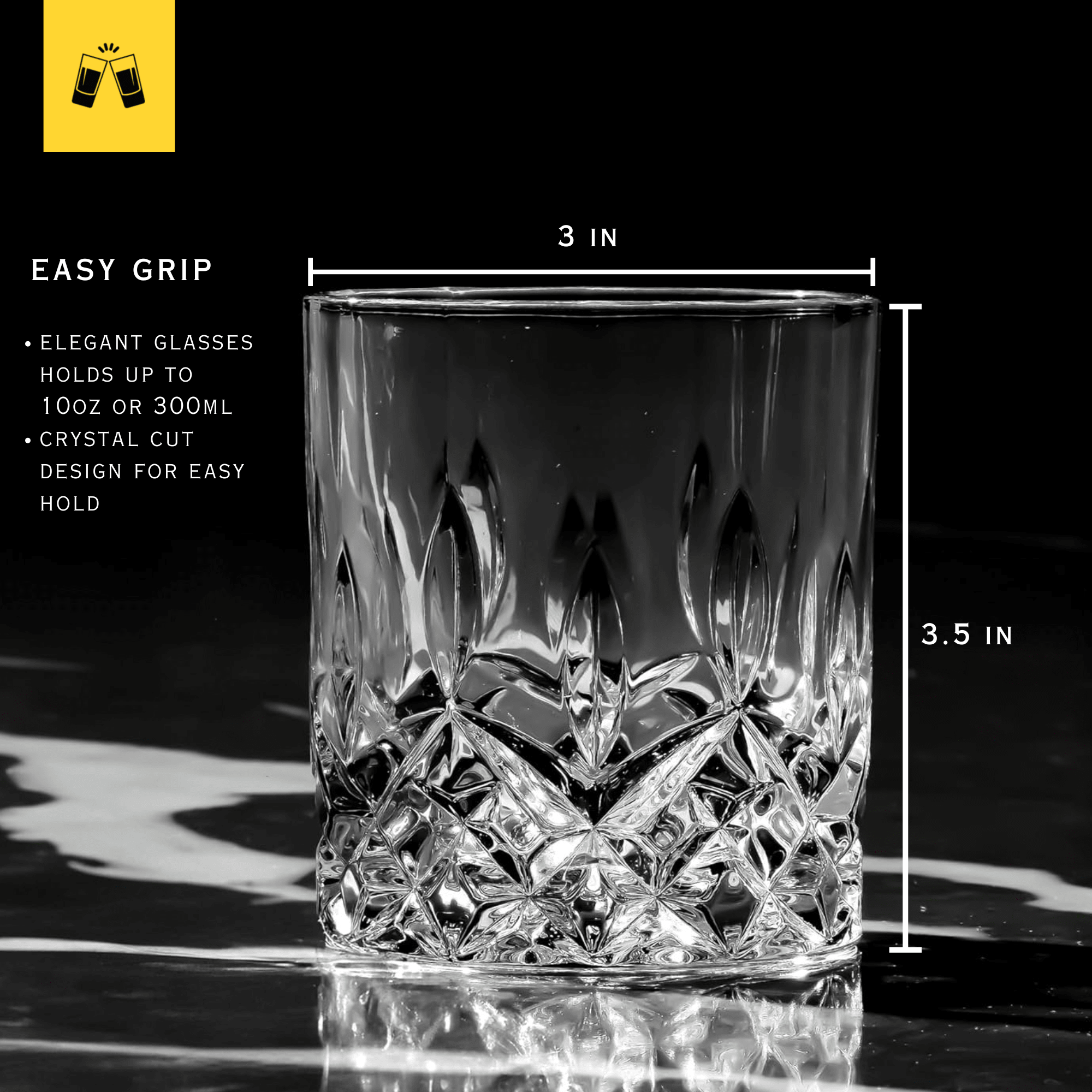 Crystal Cut Old Fashioned Whiskey Glasses (10oz) - POPvault