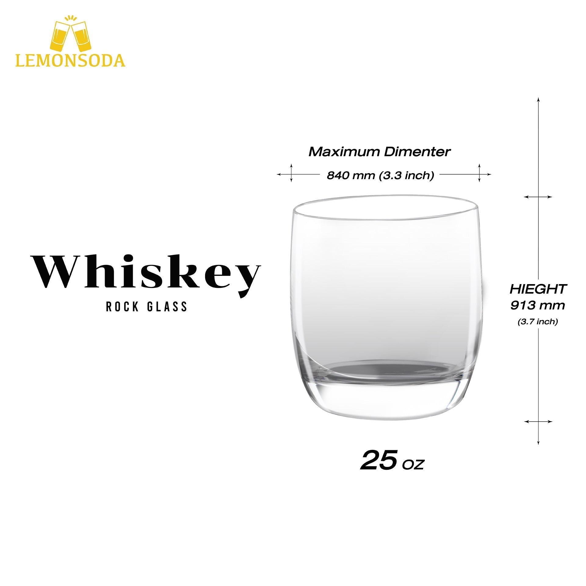 Crystal Double Rock Old Fashioned Glasses (395 mL / 13.3 fl. oz) - POPvault