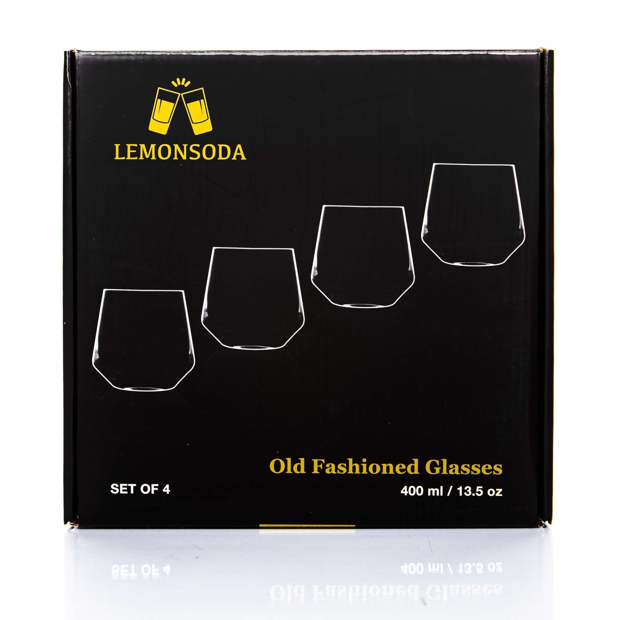 Crystal Old Fashioned Whiskey Glasses - Set of 4 - 13.5oz - POPvault