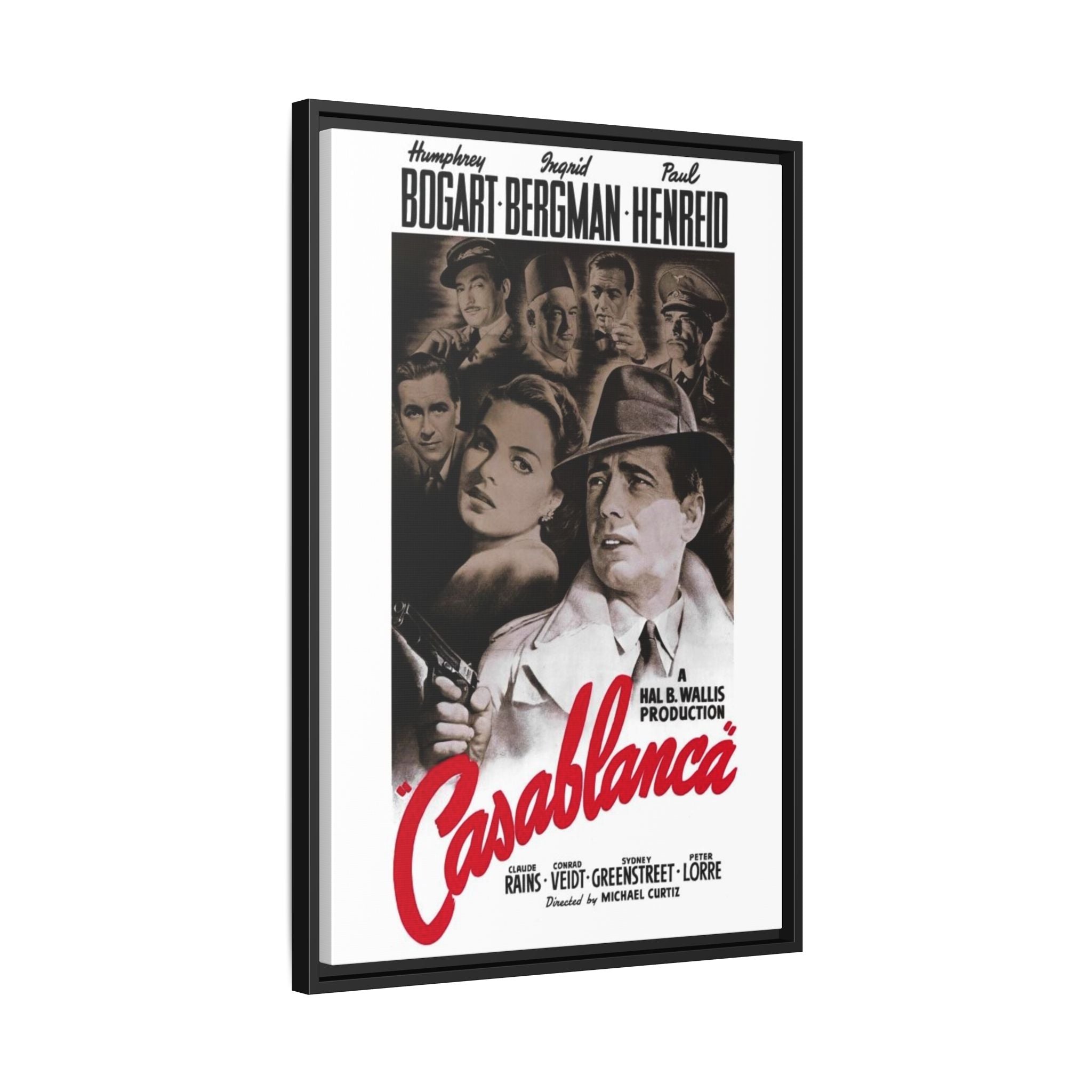 Cult Classic Large Gallery Framed Canvas 20" x 30" Movie Poster Art - Casablanca 1942 - POPvault