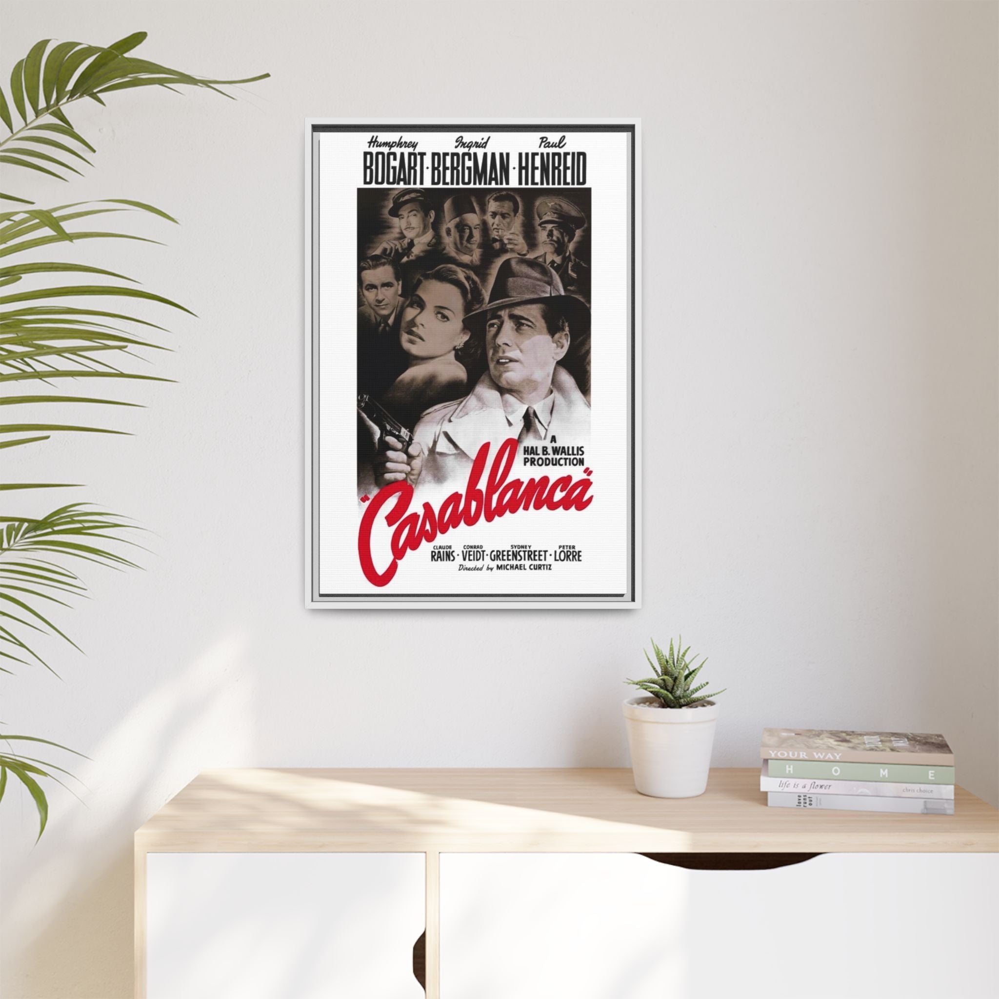 Cult Classic Large Gallery Framed Canvas 20" x 30" Movie Poster Art - Casablanca 1942 - POPvault