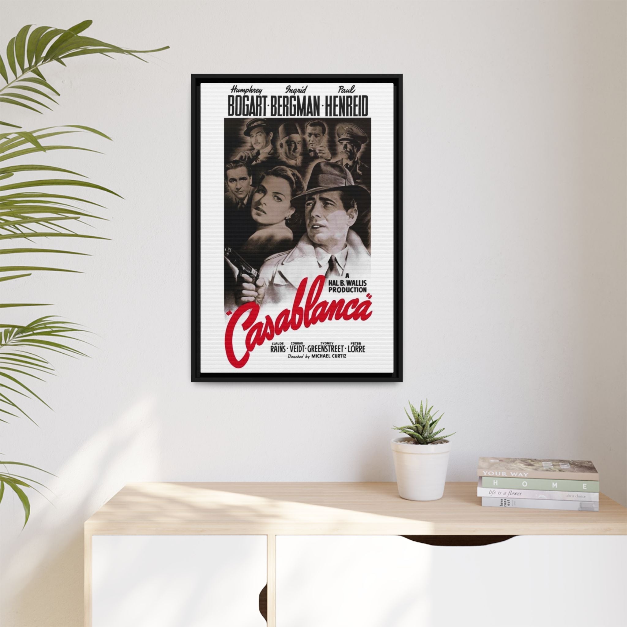 Cult Classic Large Gallery Framed Canvas 20" x 30" Movie Poster Art - Casablanca 1942 - POPvault