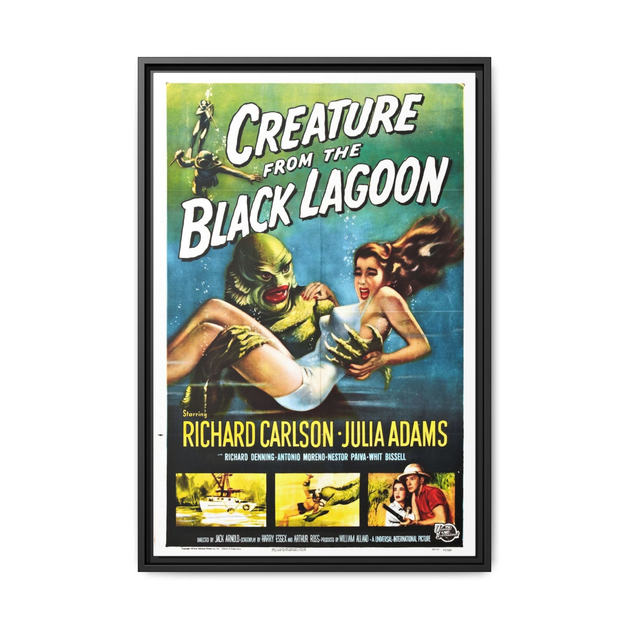 Cult Classic Large Gallery Framed Canvas 20" x 30" Movie Poster Art - Creature From The Black Lagoon 1954 - POPvault