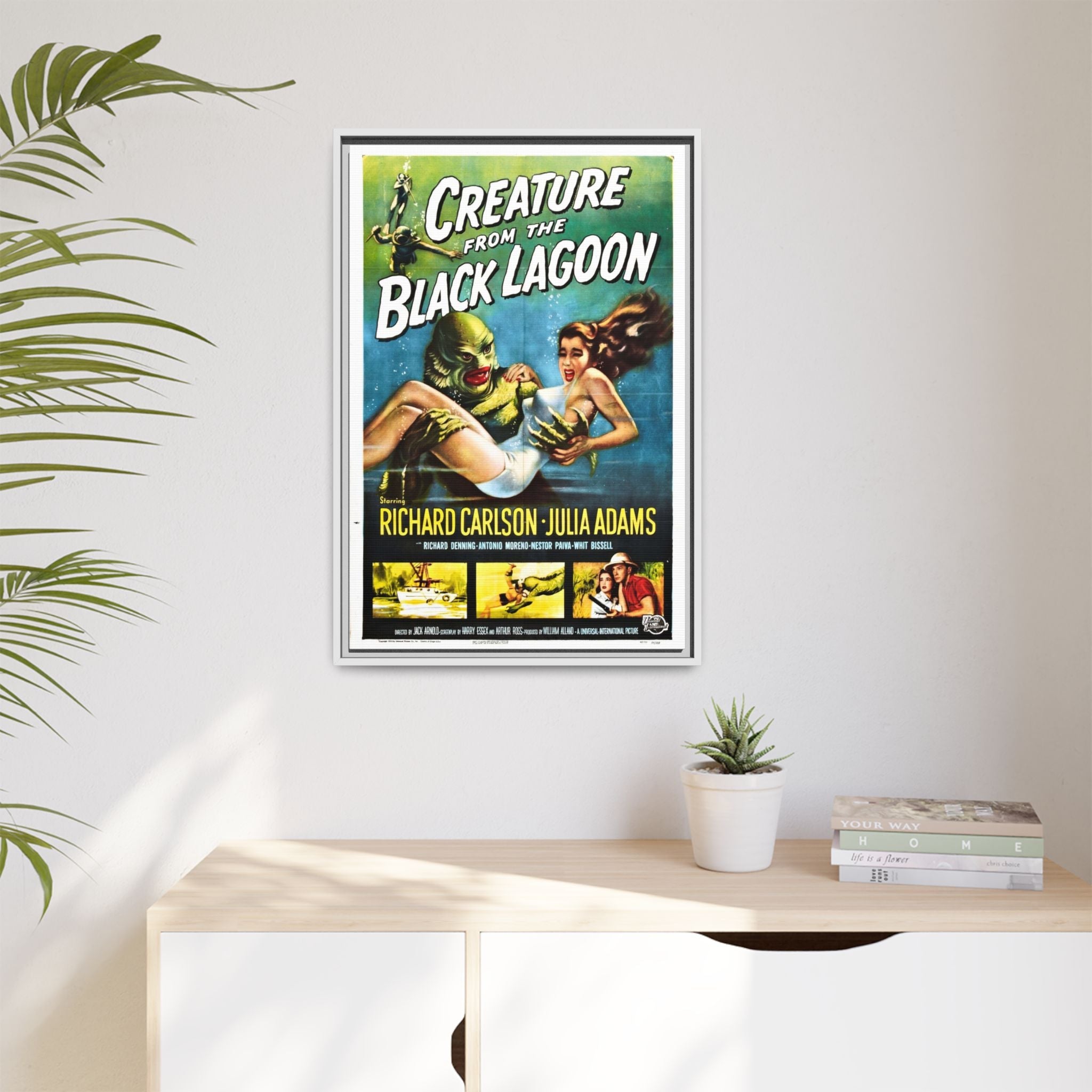 Cult Classic Large Gallery Framed Canvas 20" x 30" Movie Poster Art - Creature From The Black Lagoon 1954 - POPvault