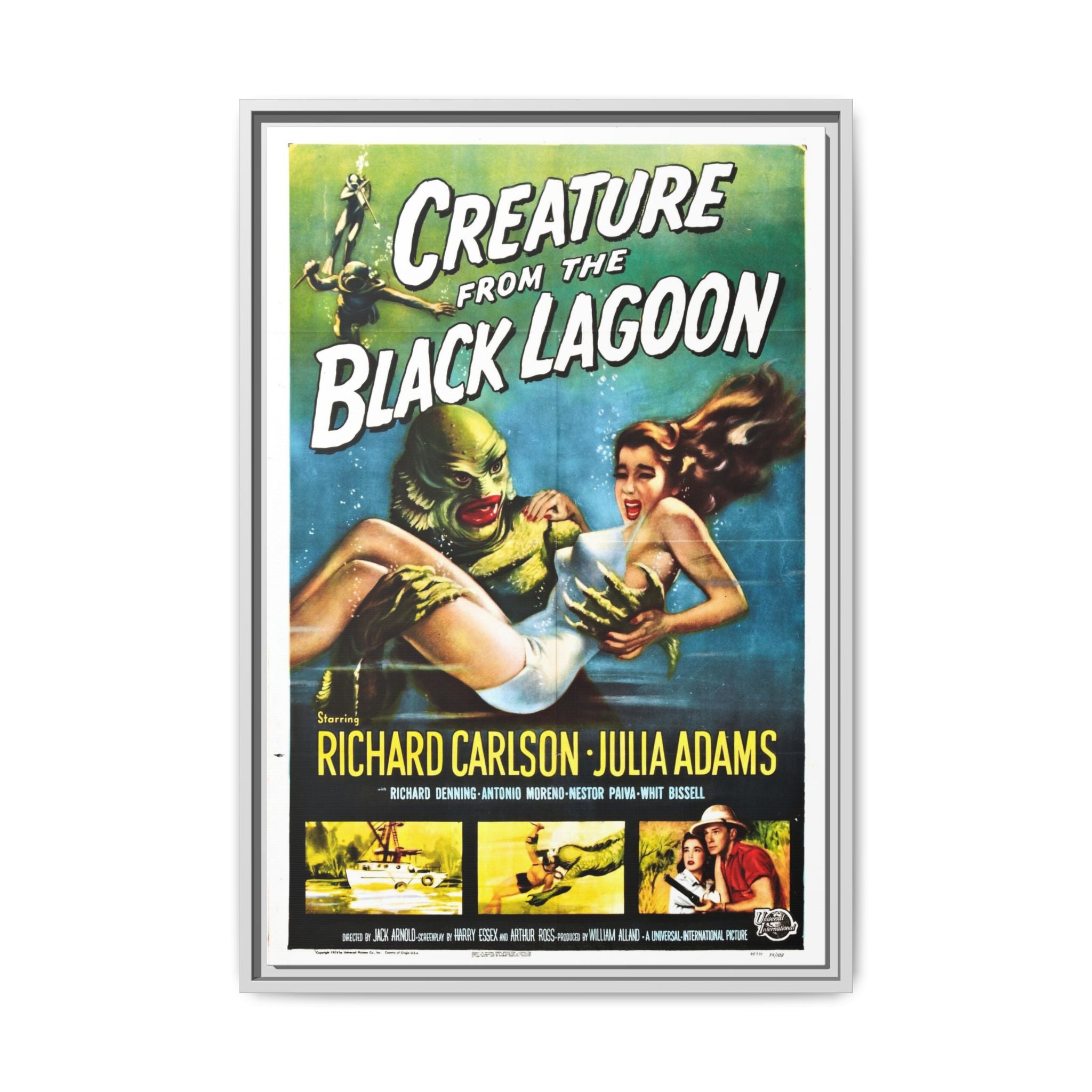 Cult Classic Large Gallery Framed Canvas 20" x 30" Movie Poster Art - Creature From The Black Lagoon 1954 - POPvault