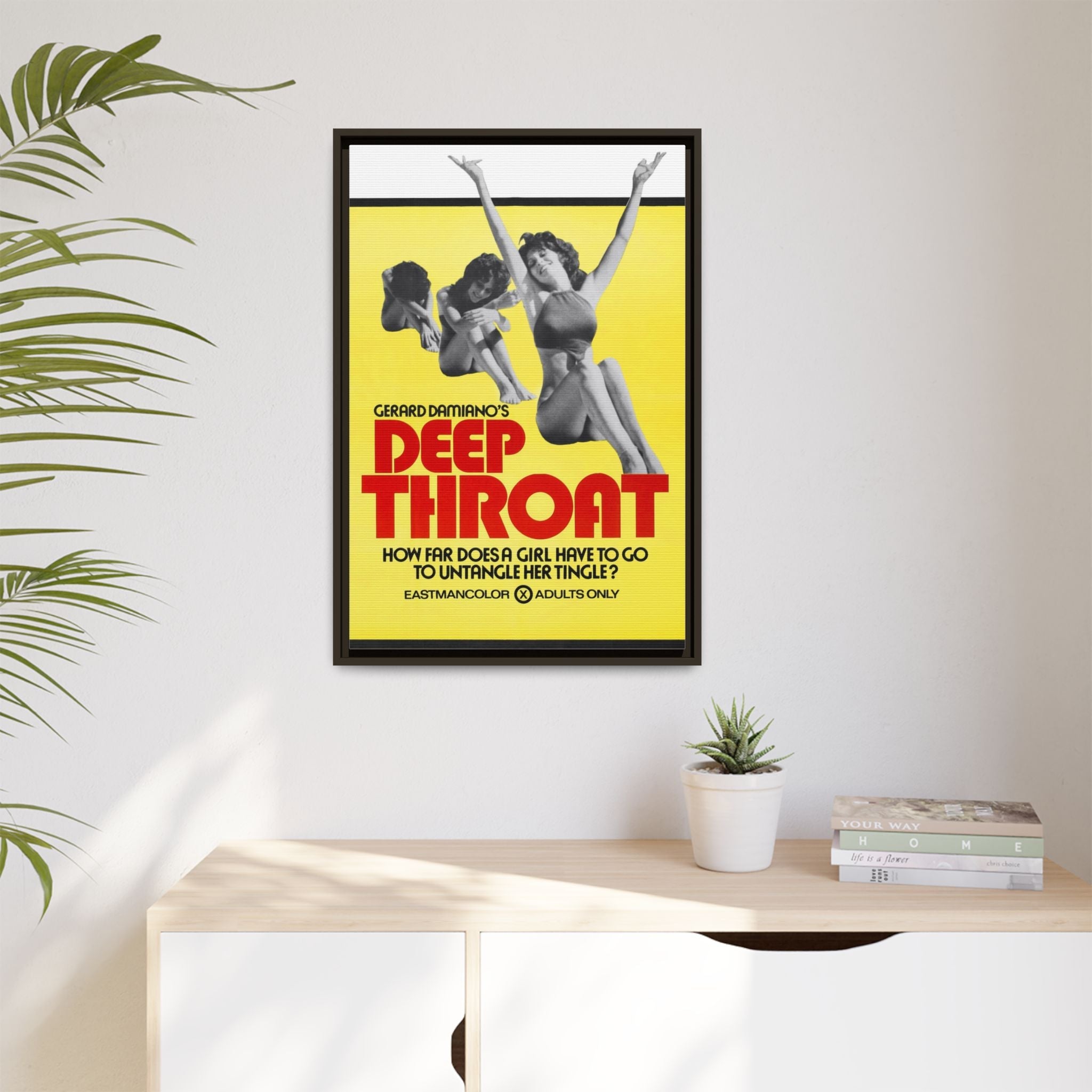 Cult Classic Large Gallery Framed Canvas 20" x 30" Movie Poster Art - Deep Throat 1972 - POPvault