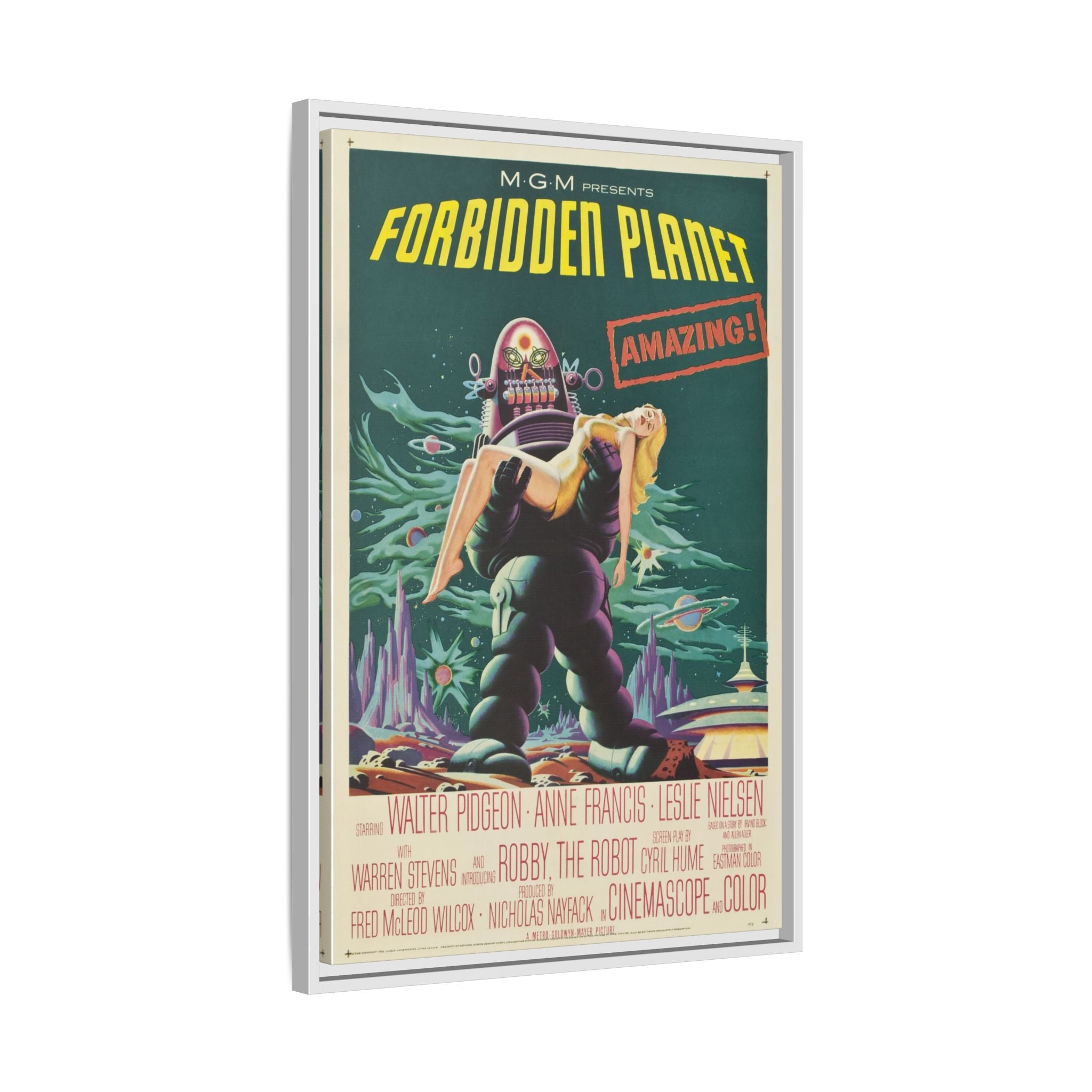 Cult Classic Large Gallery Framed Canvas 20" x 30" Movie Poster Art - Forbidden Planet 1956 - POPvault