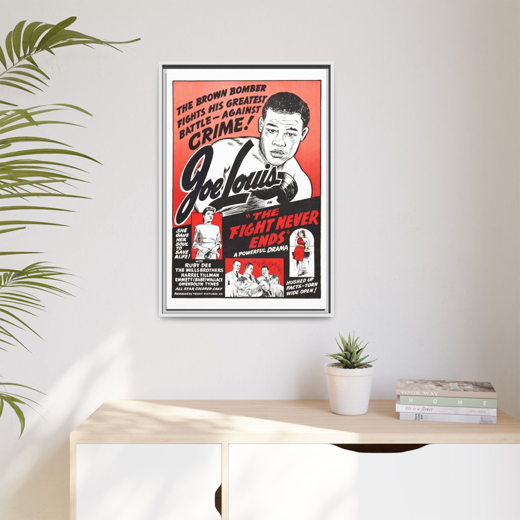 Cult Classic Large Gallery Framed Canvas 20" x 30" Movie Poster Art - Joe Lewis The Fight Never Ends 1948 - POPvault