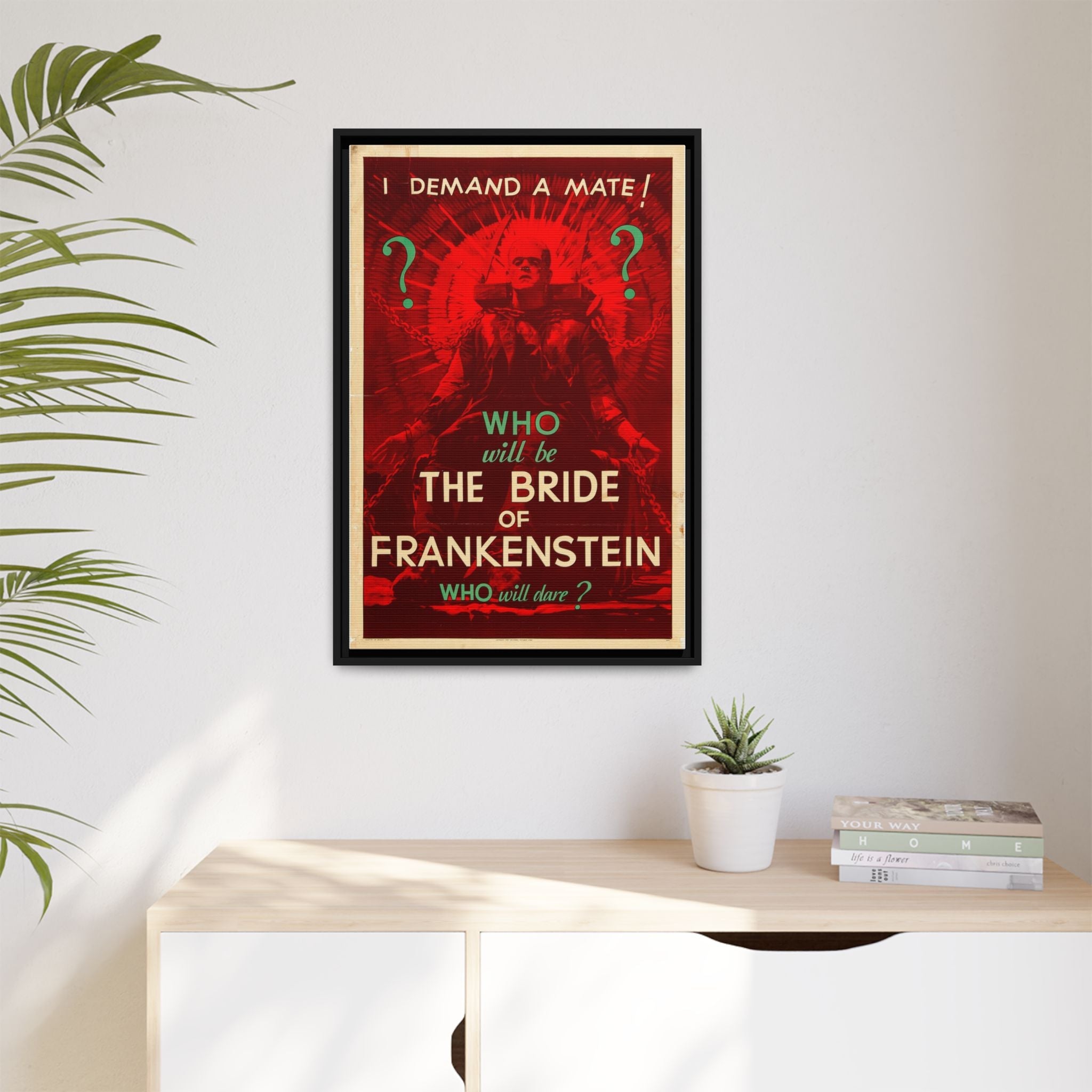 Cult Classic Large Gallery Framed Canvas 20" x 30" Movie Poster Art - Who Will Be The Bride Of Frankenstein 1935 - POPvault
