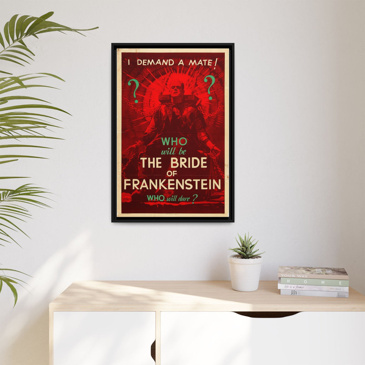 Cult Classic Large Gallery Framed Canvas 20" x 30" Movie Poster Art - Who Will Be The Bride Of Frankenstein 1935 - Canvas Print