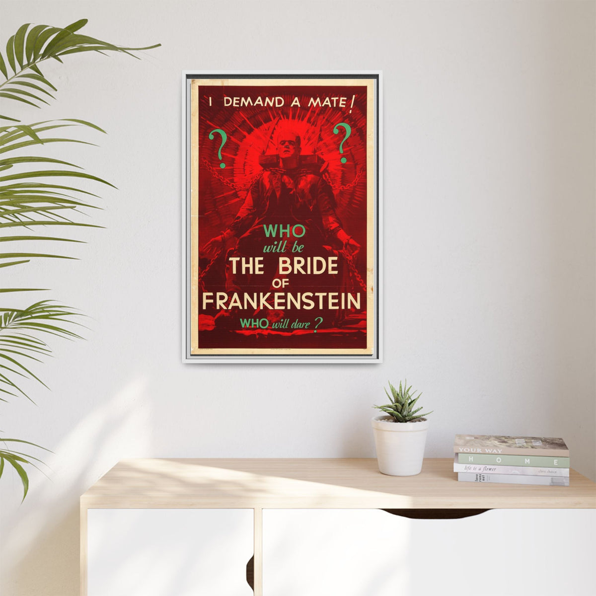 Cult Classic Large Gallery Framed Canvas 20" x 30" Movie Poster Art - Who Will Be The Bride Of Frankenstein 1935 - Canvas Print