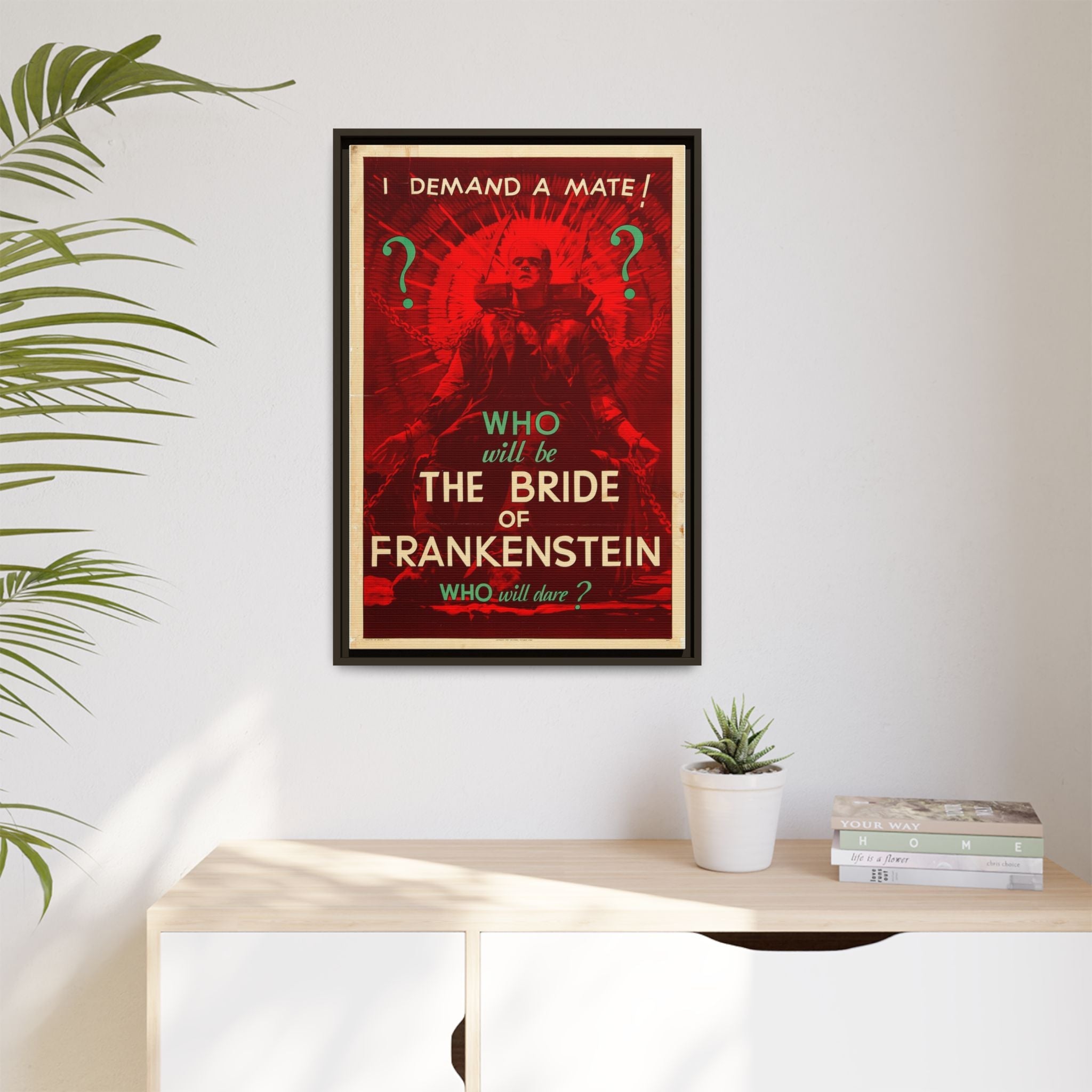 Cult Classic Large Gallery Framed Canvas 20" x 30" Movie Poster Art - Who Will Be The Bride Of Frankenstein 1935 - POPvault