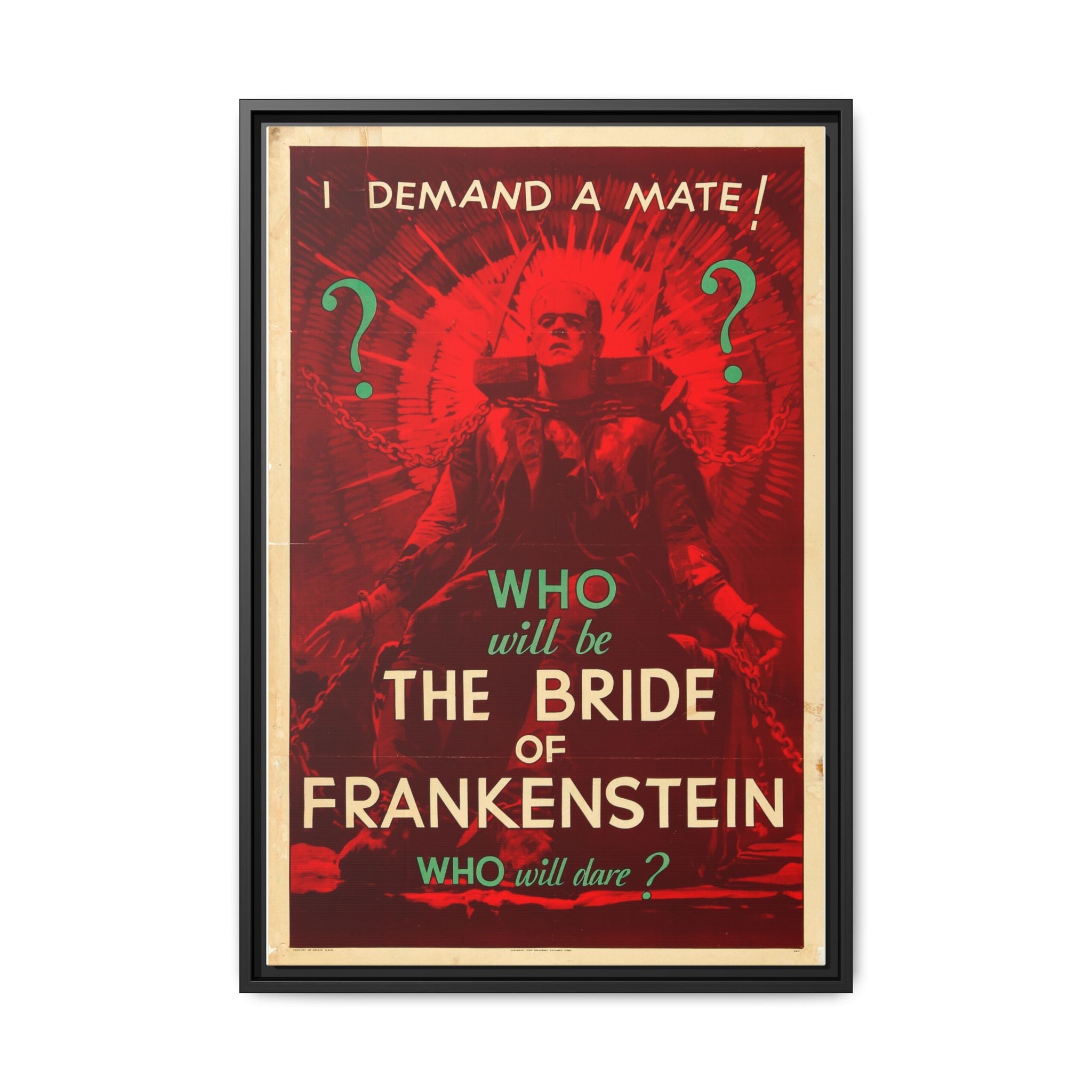 Cult Classic Large Gallery Framed Canvas 20" x 30" Movie Poster Art - Who Will Be The Bride Of Frankenstein 1935 - POPvault