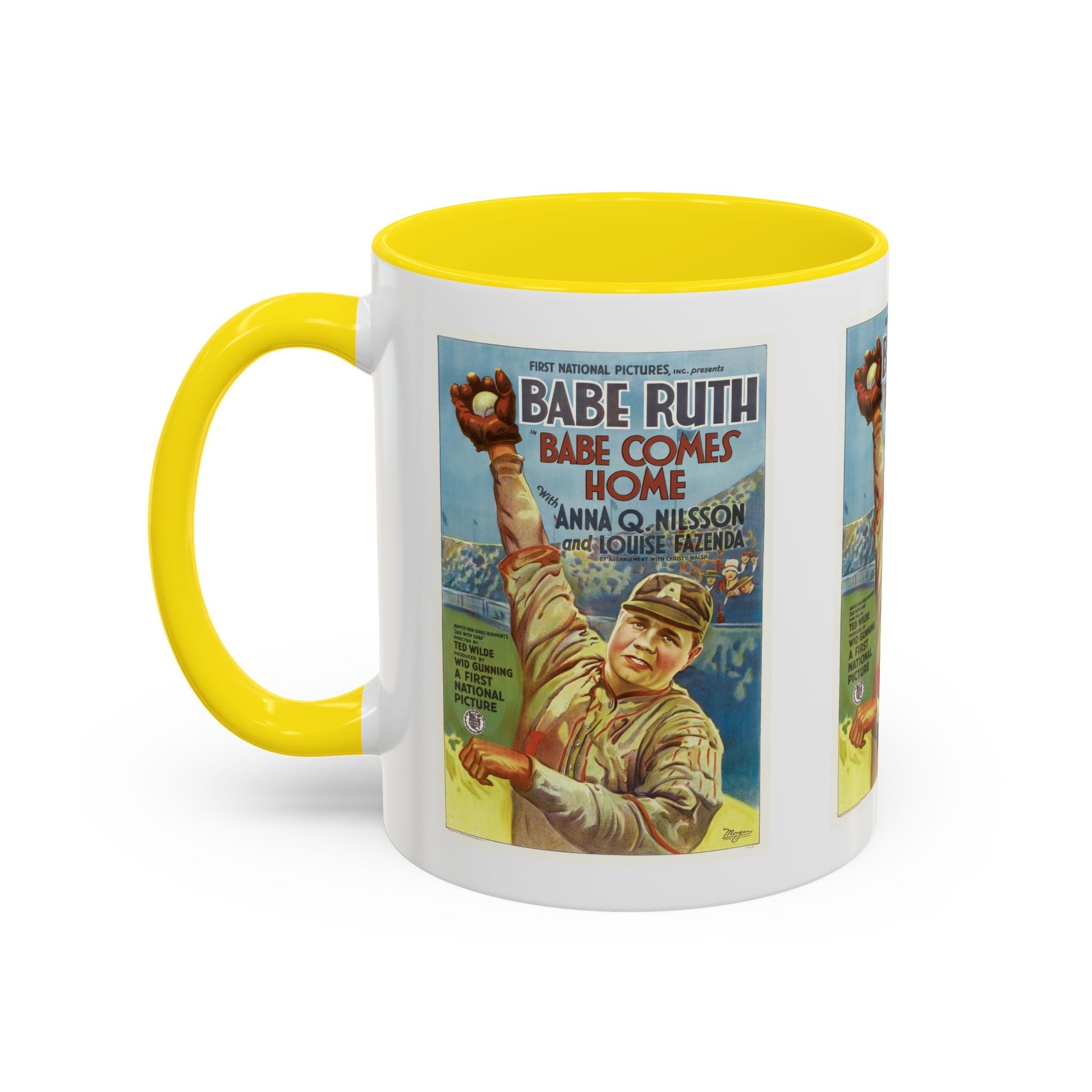 Cult Classic Movie Poster Art Accent Coffee Mug (11, 15oz) - Babe Comes Home | Babe Ruth 1927 - POPvault