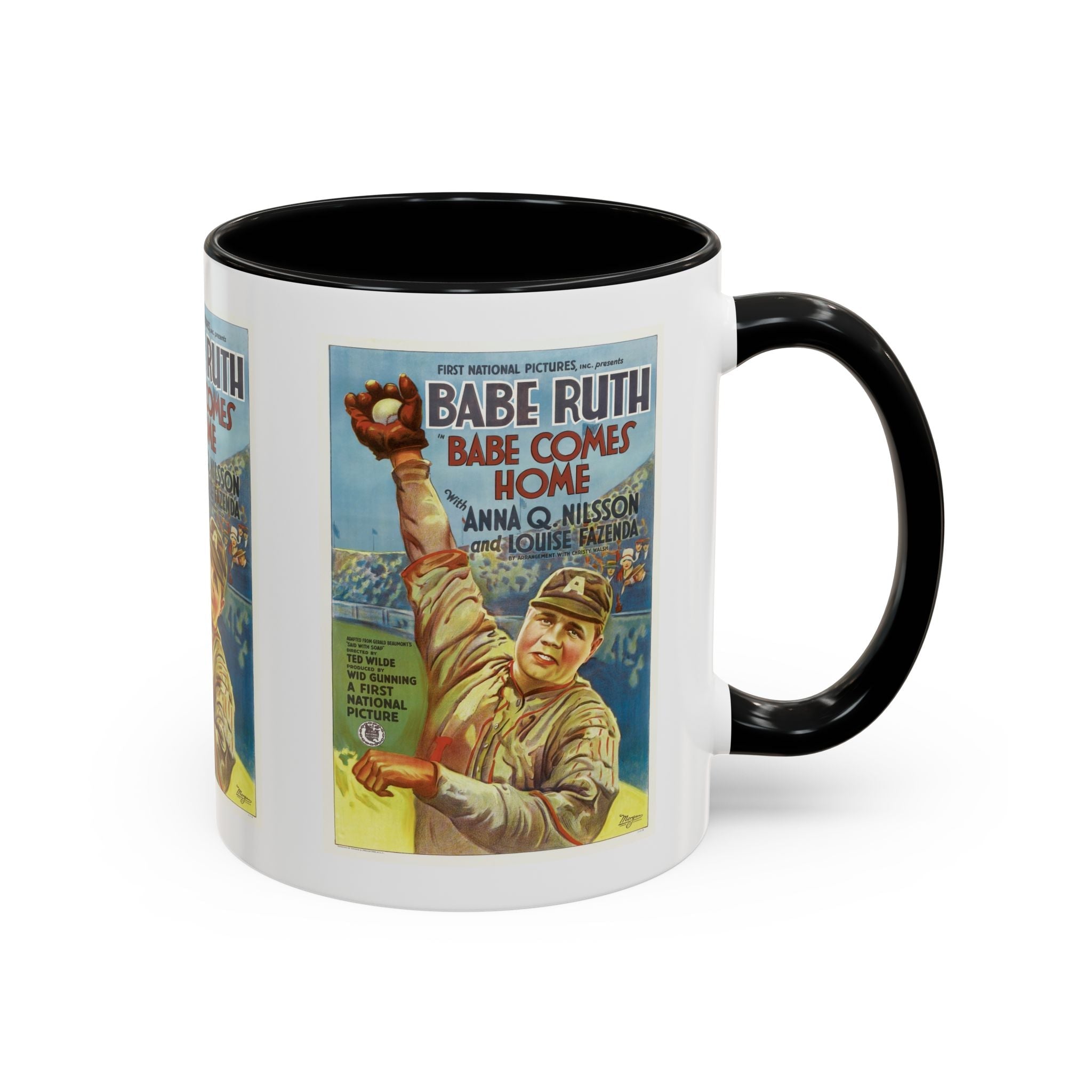 Cult Classic Movie Poster Art Accent Coffee Mug (11, 15oz) - Babe Comes Home | Babe Ruth 1927 - POPvault