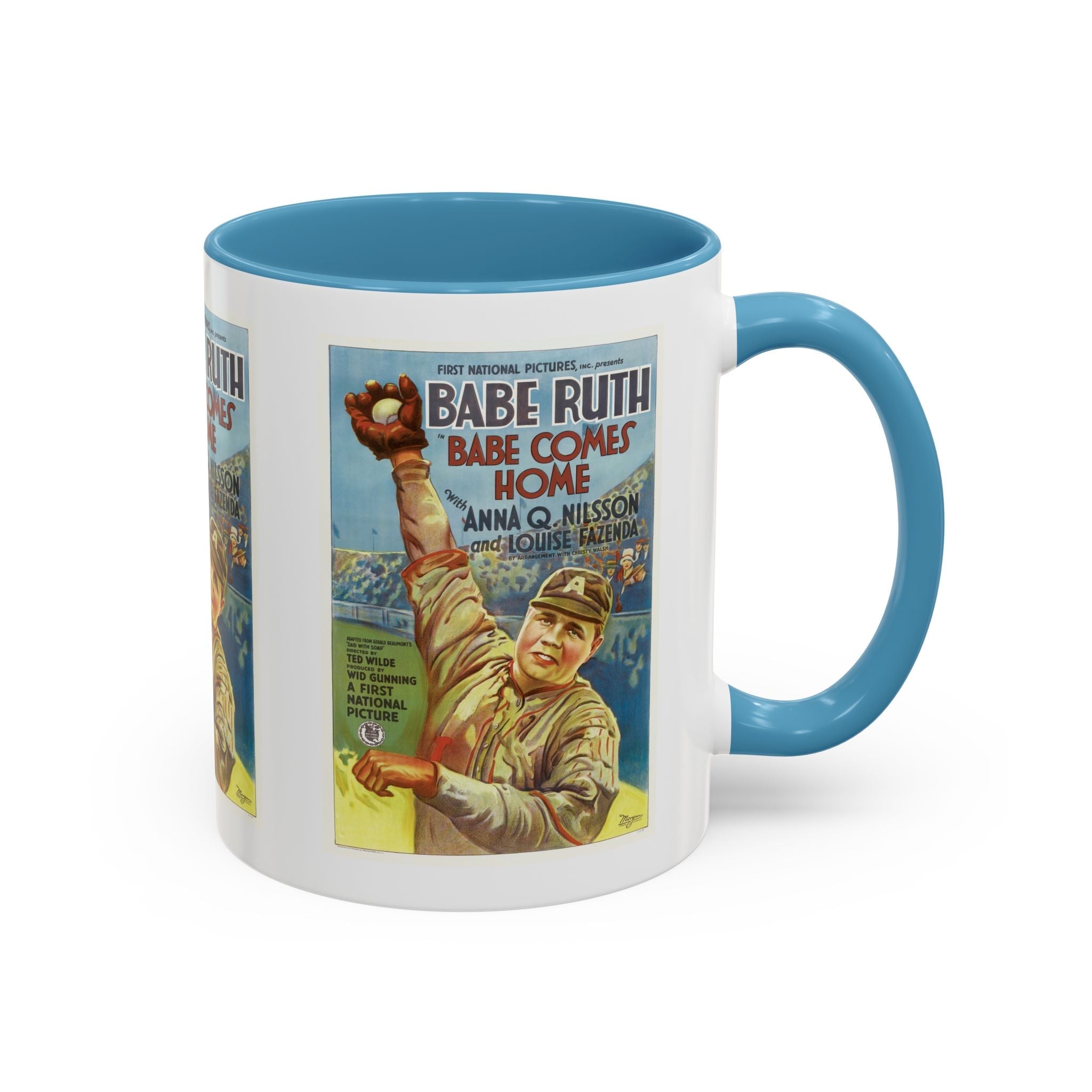 Cult Classic Movie Poster Art Accent Coffee Mug (11, 15oz) - Babe Comes Home | Babe Ruth 1927 - POPvault