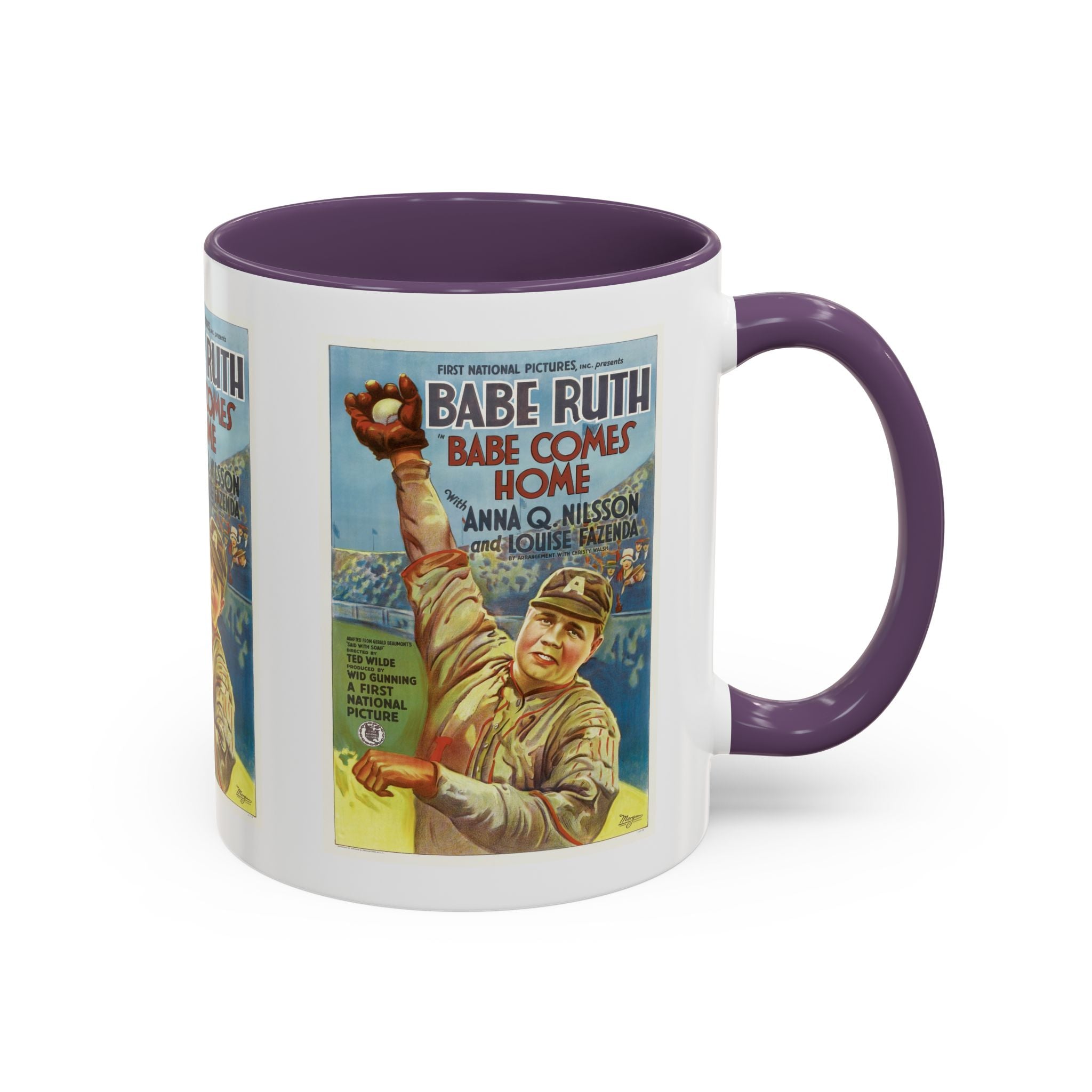 Cult Classic Movie Poster Art Accent Coffee Mug (11, 15oz) - Babe Comes Home | Babe Ruth 1927 - POPvault