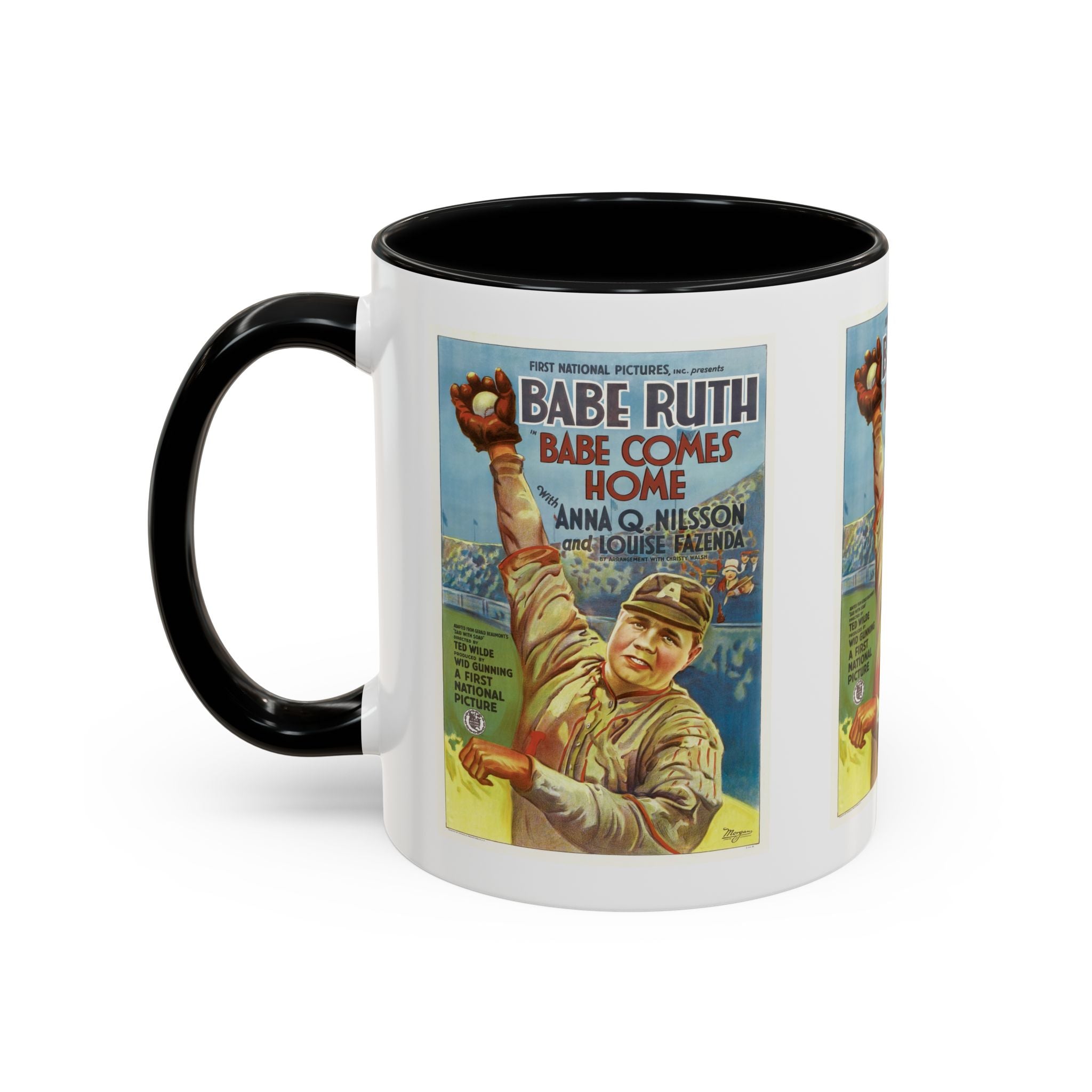 Cult Classic Movie Poster Art Accent Coffee Mug (11, 15oz) - Babe Comes Home | Babe Ruth 1927 - POPvault