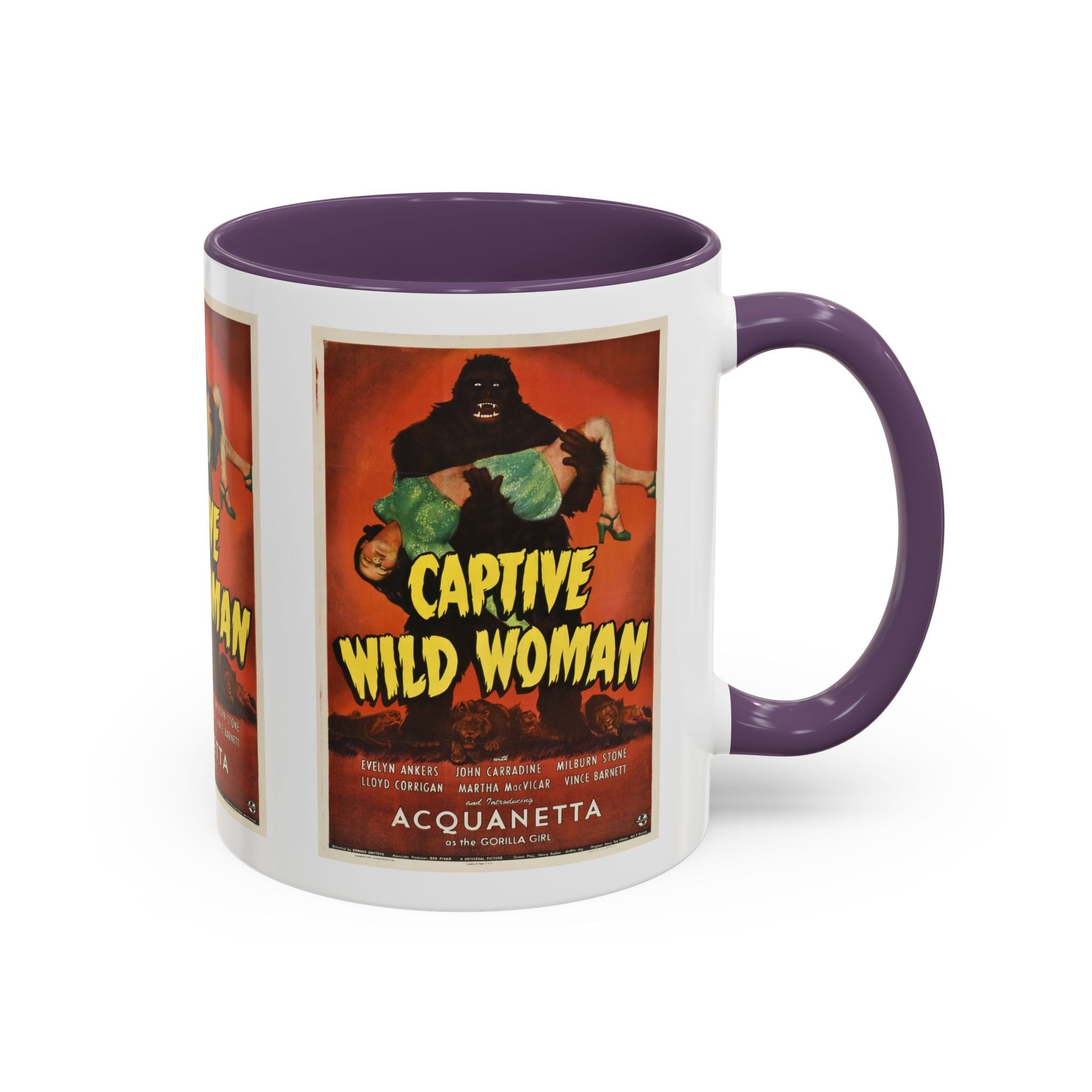 Cult Classic Movie Poster Art Accent Coffee Mug (11, 15oz) - Captive Wild Woman 1943 - POPvault