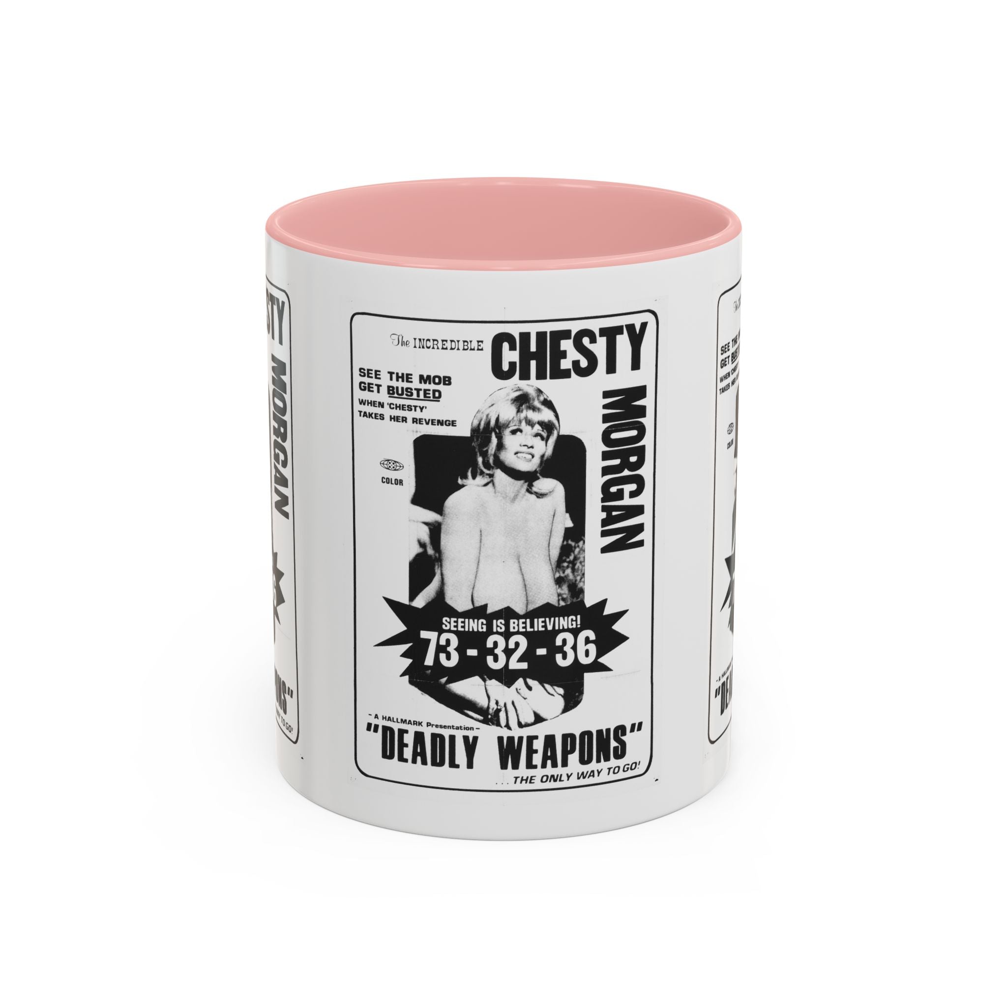 Cult Classic Movie Poster Art Accent Coffee Mug (11, 15oz) - Chesty Morgan Deadly Weapons 1974 - POPvault