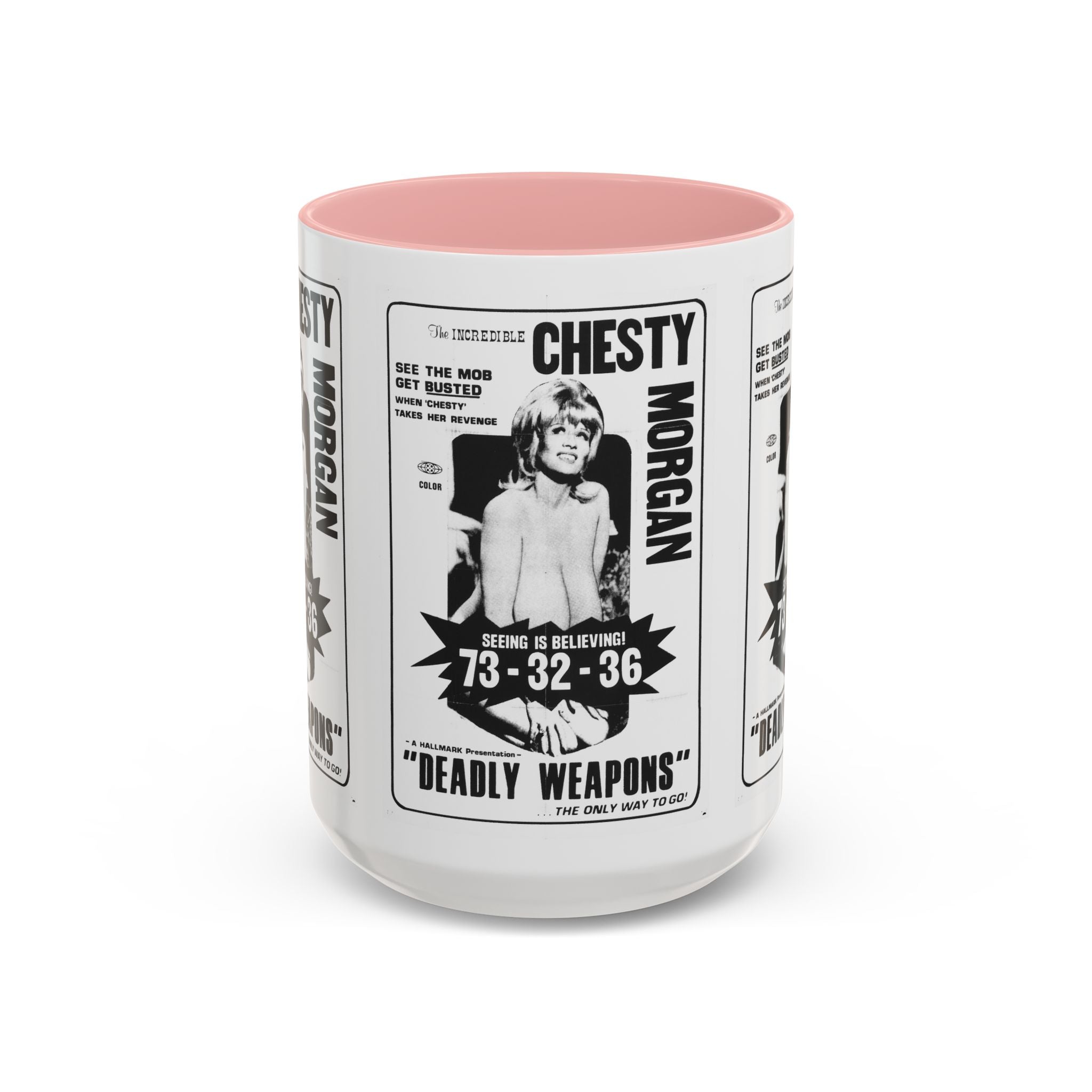 Cult Classic Movie Poster Art Accent Coffee Mug (11, 15oz) - Chesty Morgan Deadly Weapons 1974 - POPvault