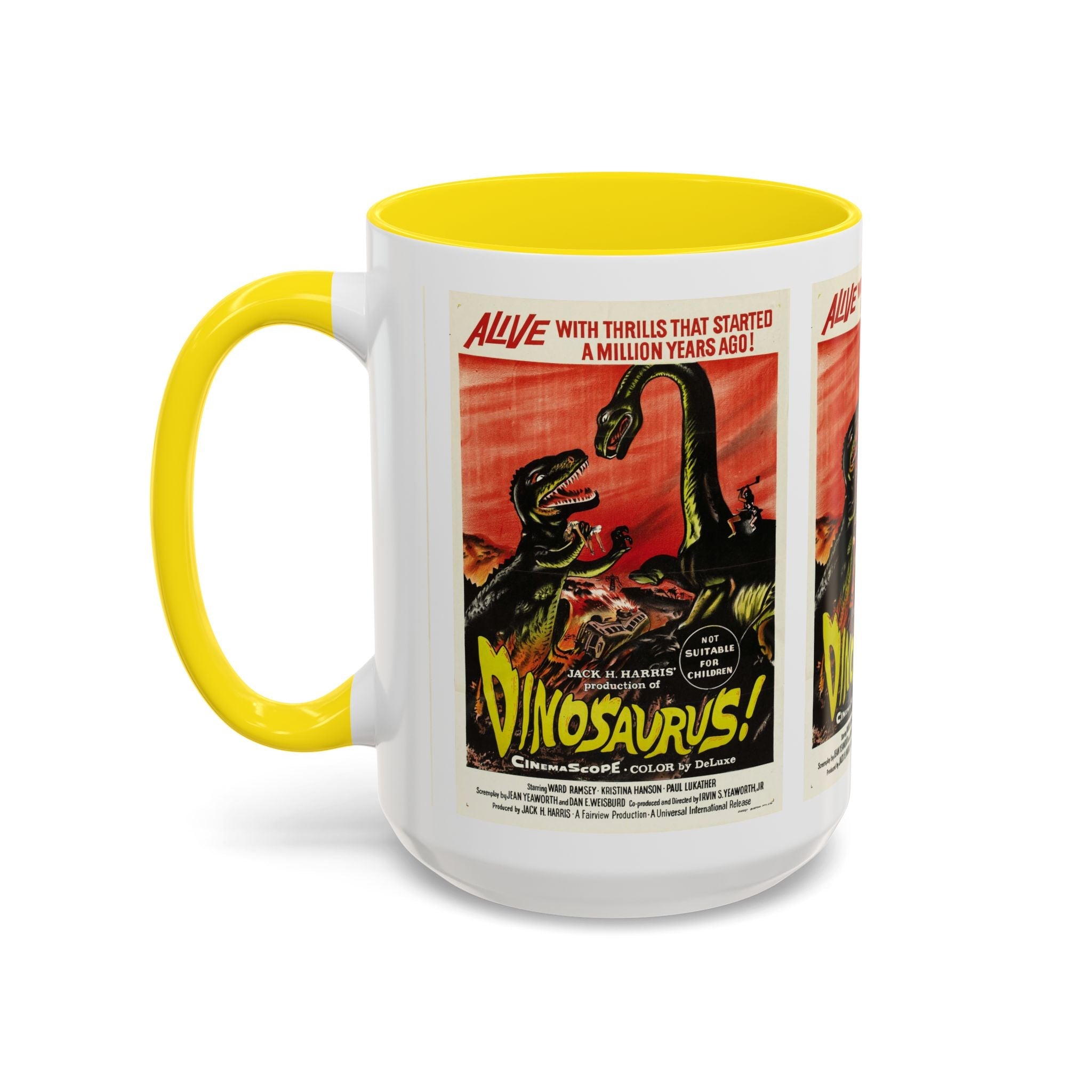 Cult Classic Movie Poster Art Accent Coffee Mug (11, 15oz) - Dinosaurs 1960 - POPvault