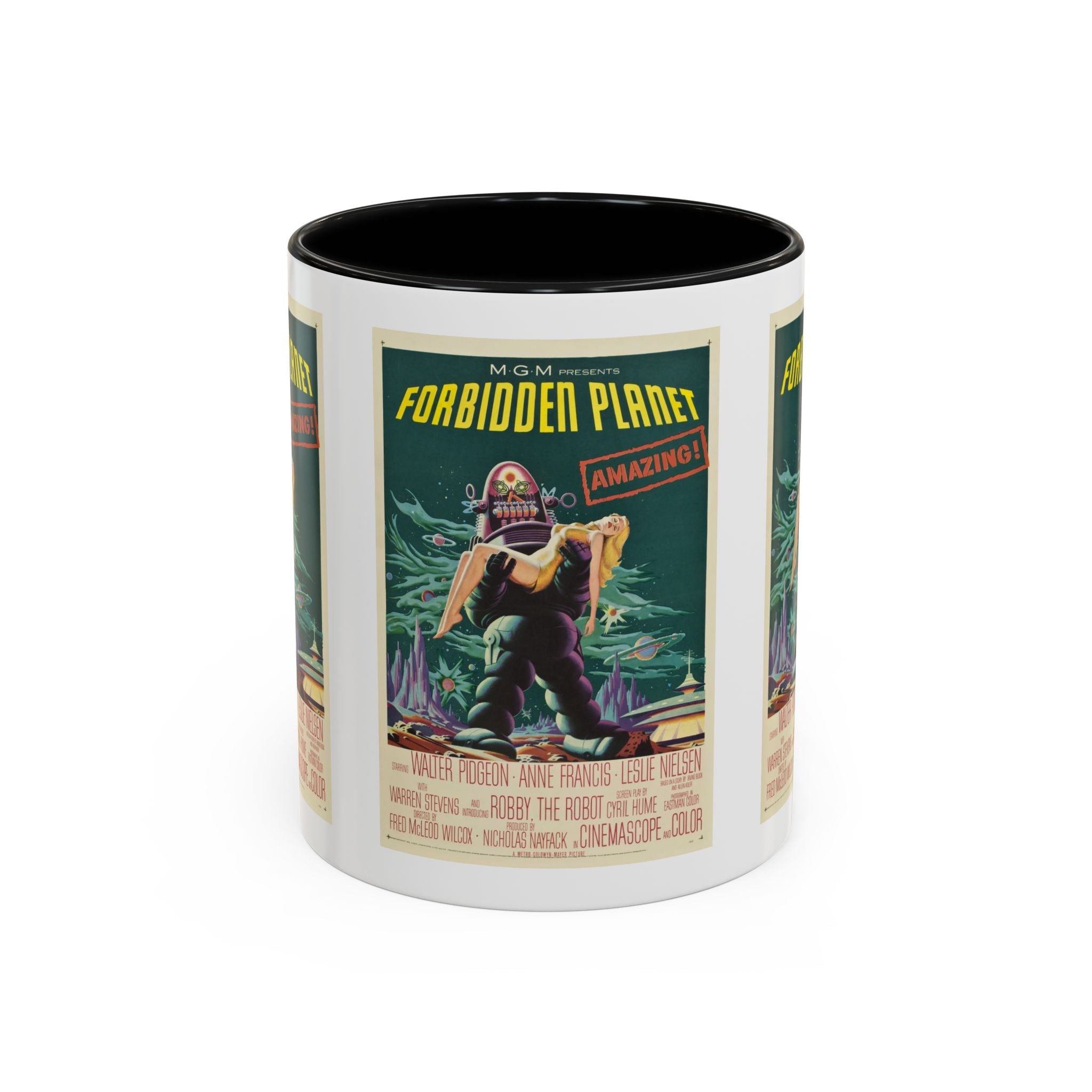 Cult Classic Movie Poster Art Accent Coffee Mug (11, 15oz) - Forbidden Planet 1956 - POPvault