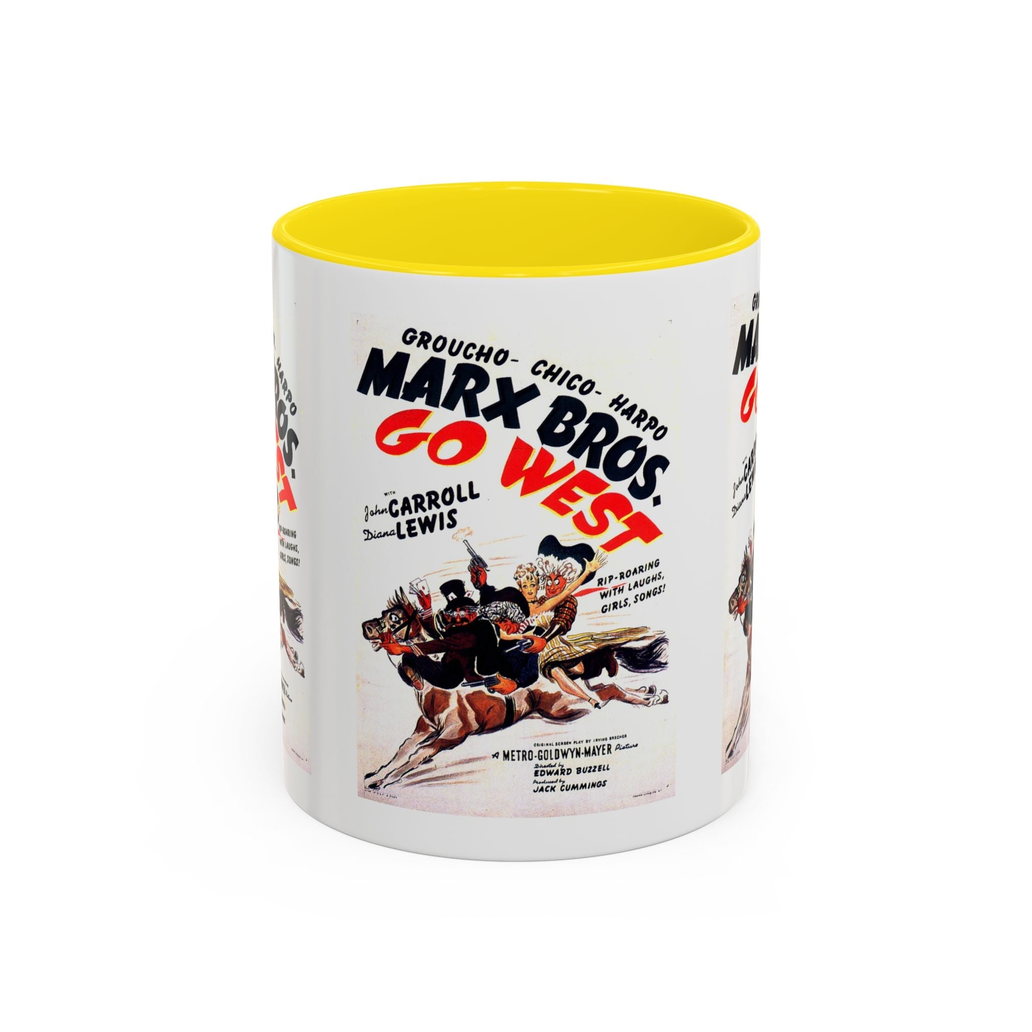 Cult Classic Movie Poster Art Accent Coffee Mug (11, 15oz) - Go West | Marx Brothers 1940 - POPvault