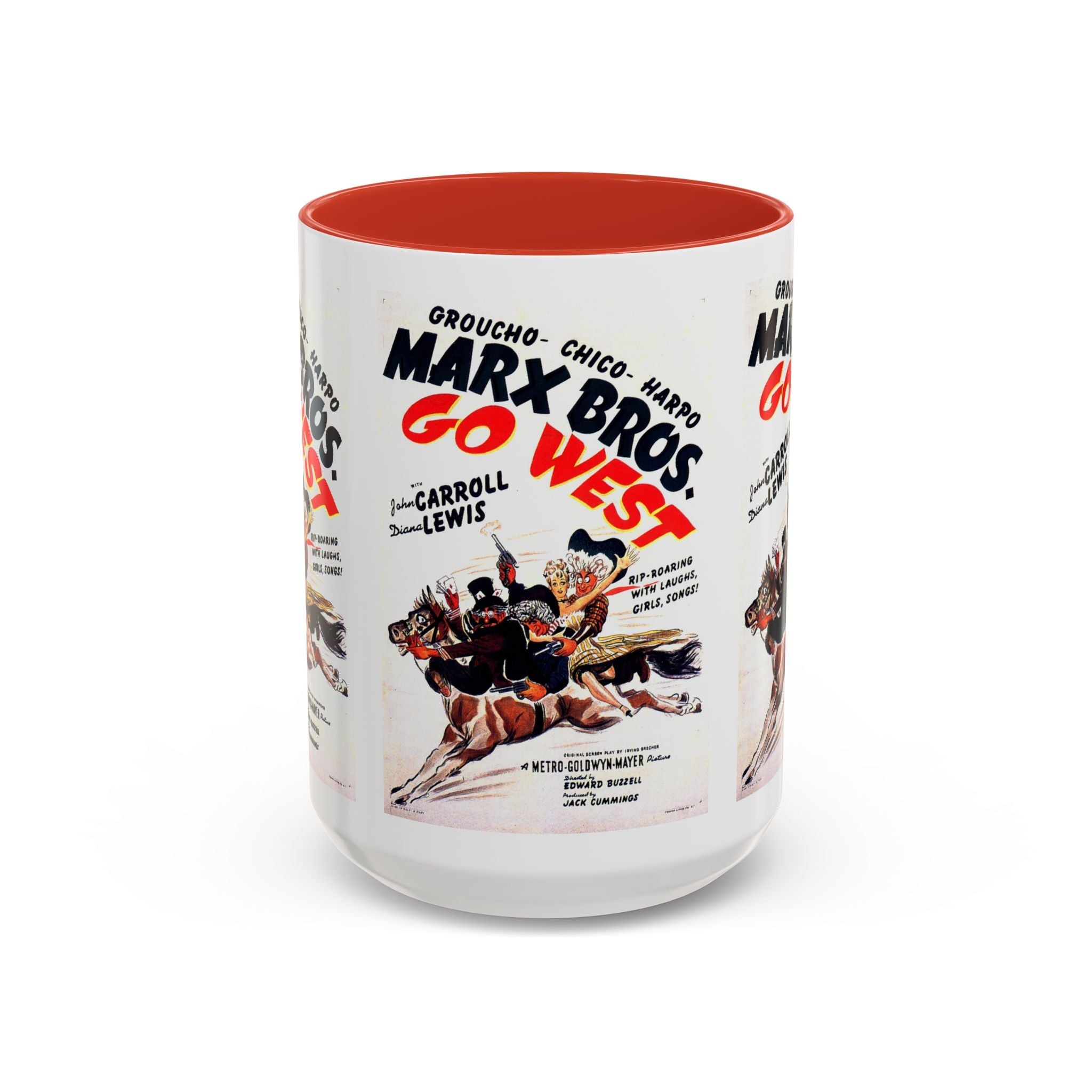 Cult Classic Movie Poster Art Accent Coffee Mug (11, 15oz) - Go West | Marx Brothers 1940 - POPvault
