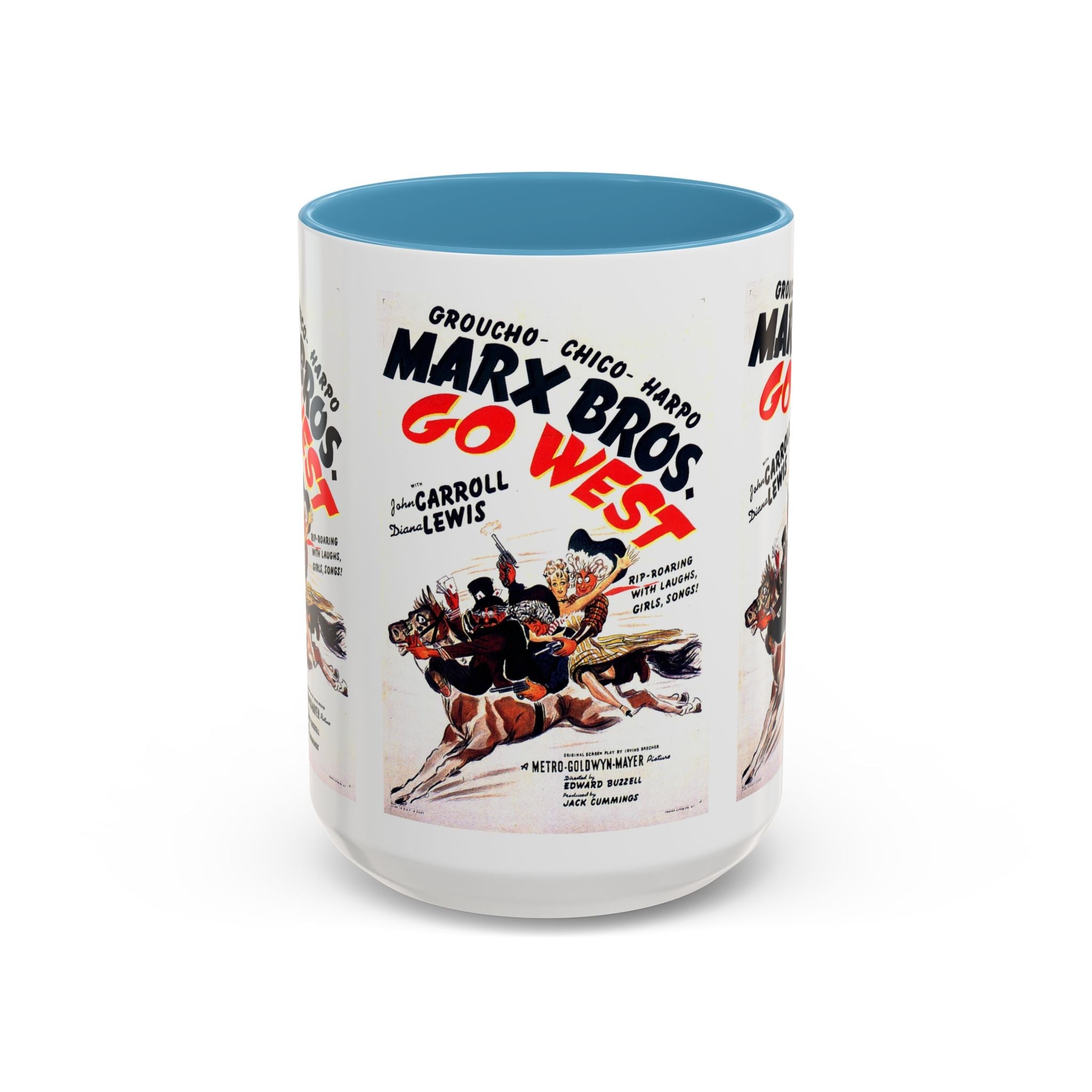 Cult Classic Movie Poster Art Accent Coffee Mug (11, 15oz) - Go West | Marx Brothers 1940 - POPvault