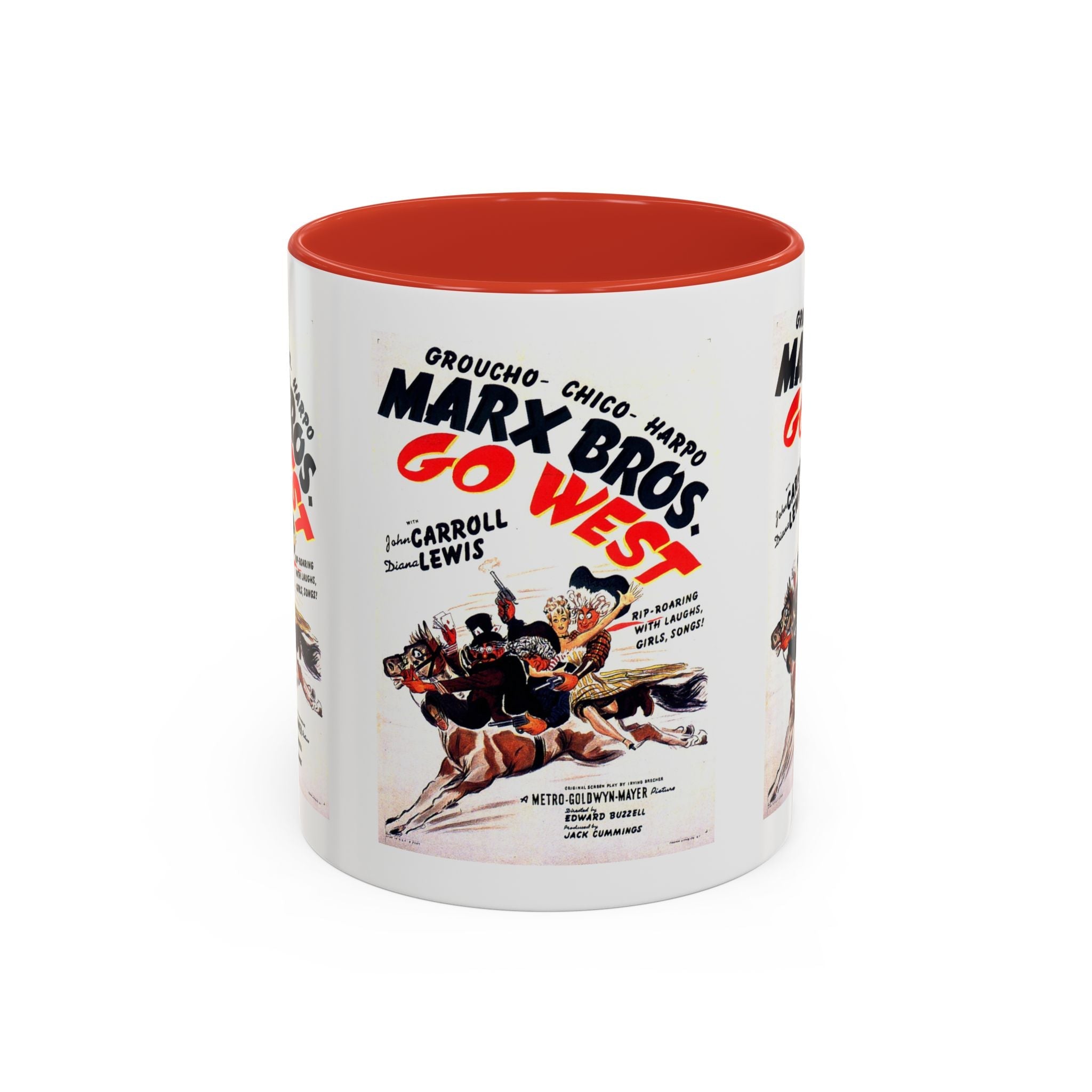Cult Classic Movie Poster Art Accent Coffee Mug (11, 15oz) - Go West | Marx Brothers 1940 - POPvault