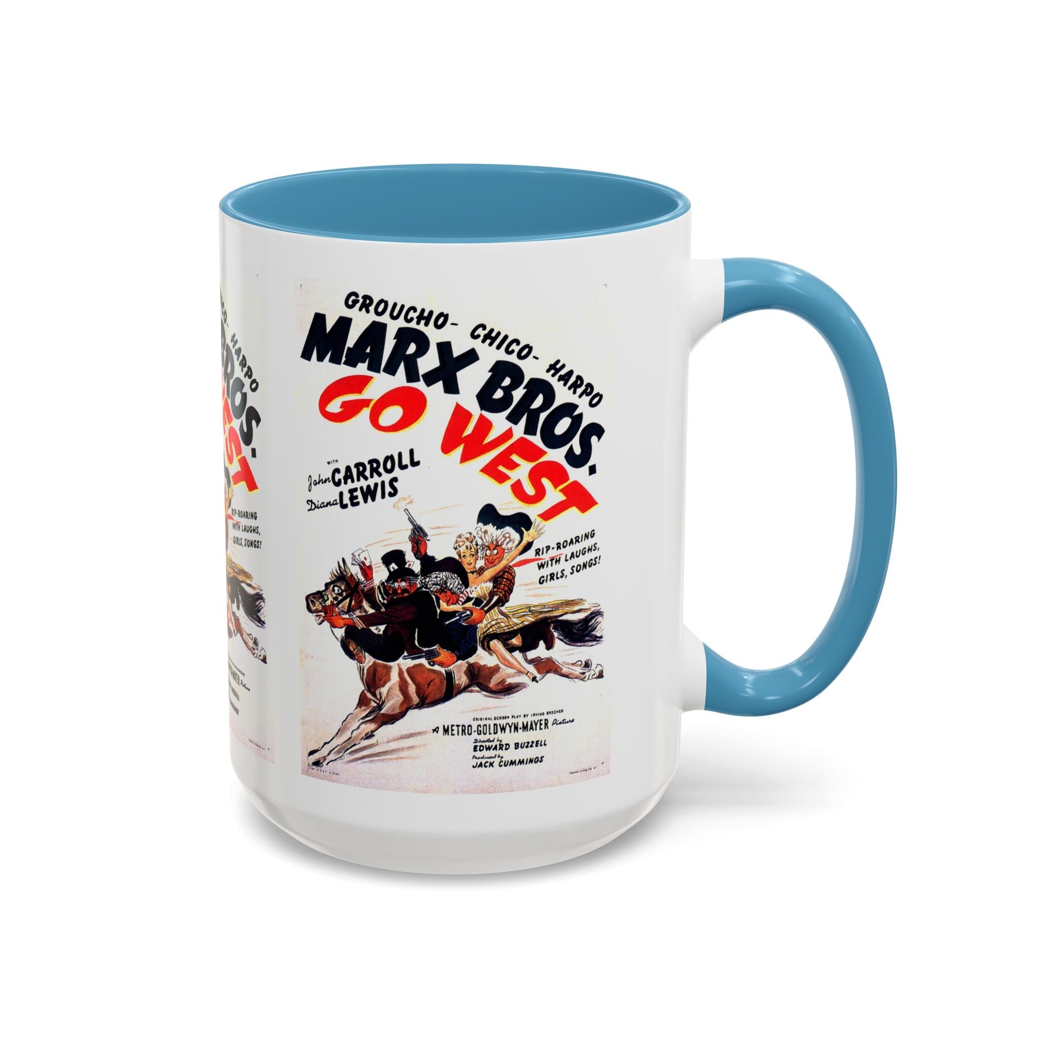 Cult Classic Movie Poster Art Accent Coffee Mug (11, 15oz) - Go West | Marx Brothers 1940 - POPvault